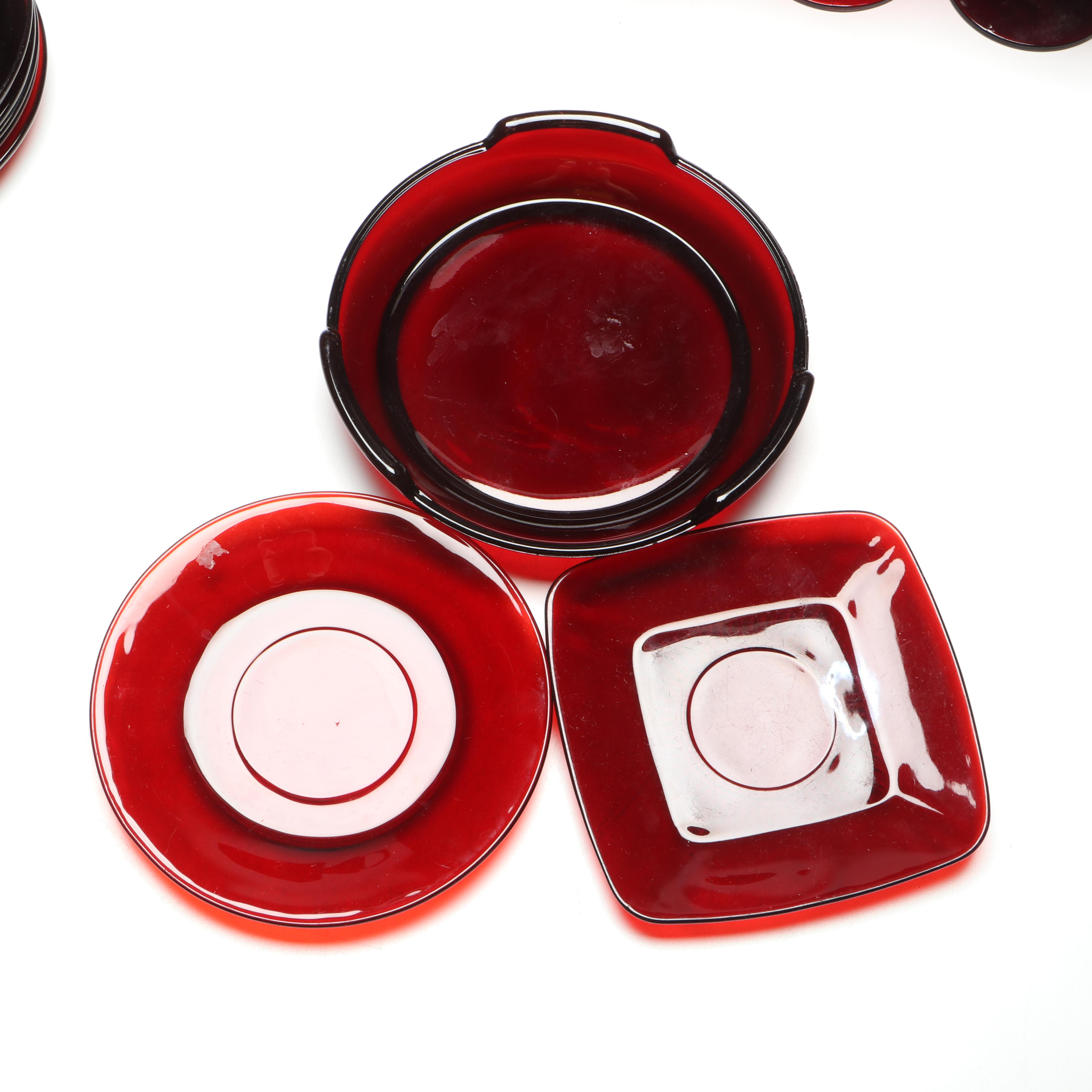 Paden City "Glades" Ruby Glass Ewer, Anchor Hocking & More Tablewares