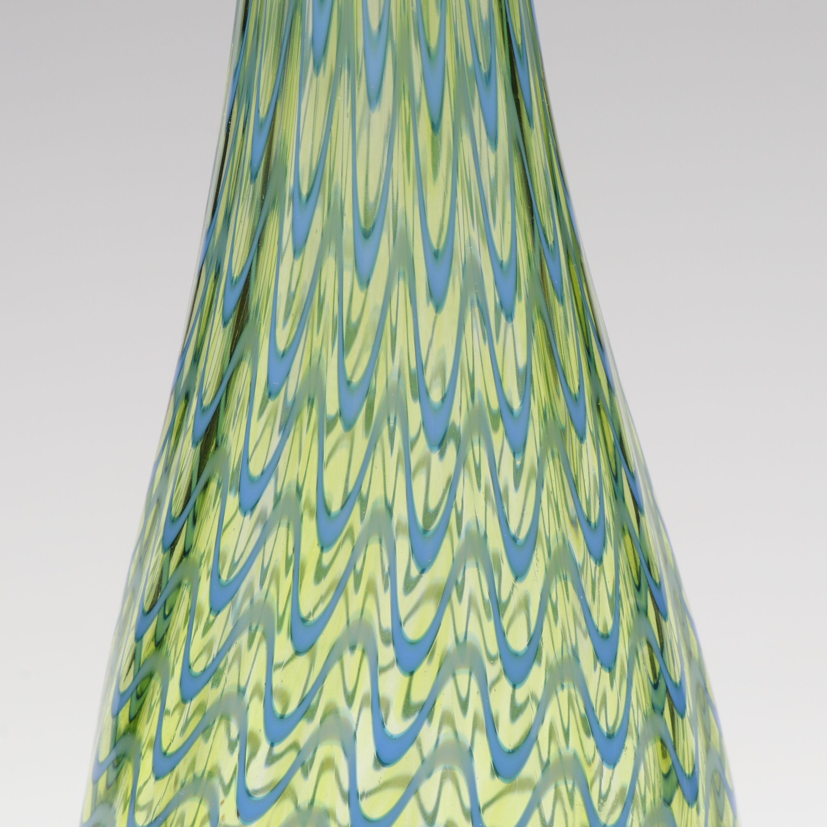 Sam Stang Raked and Threaded Studio Art Glass Vase, 2001