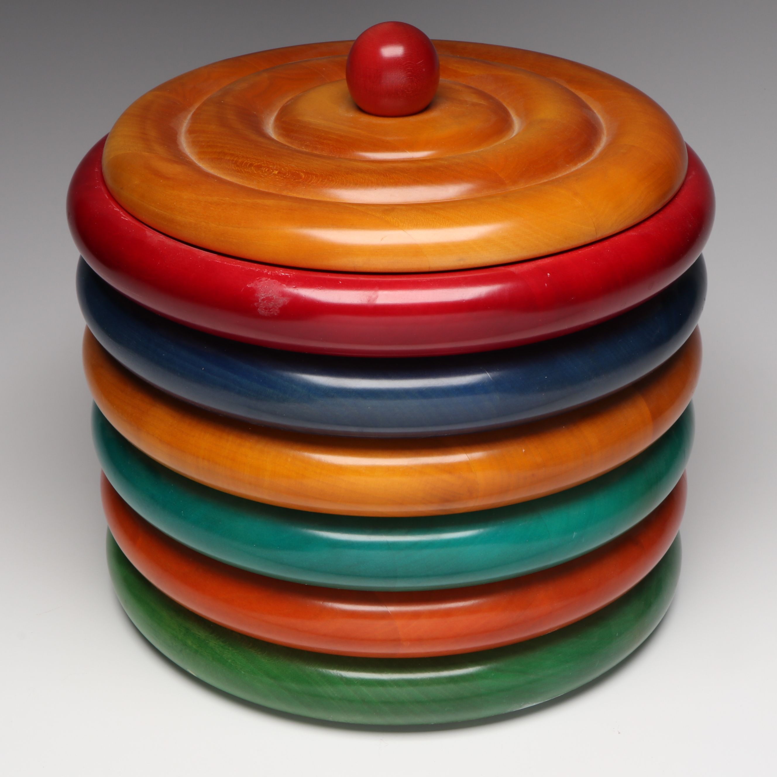 Manzoni Pietro for Vietri Handcrafted Stacked Wooden Ice Bucket