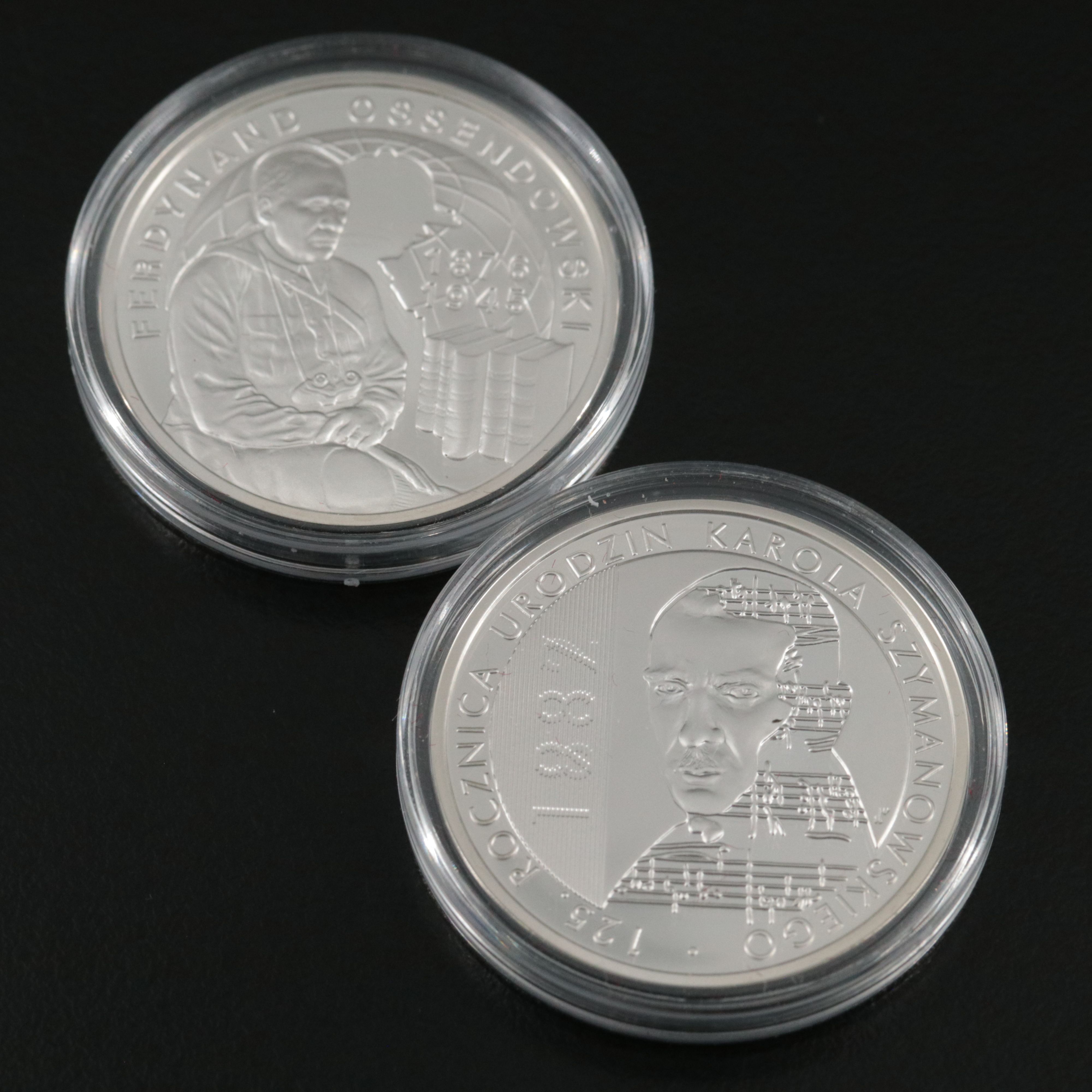 Five Different Poland Modern Commemorative Silver 10 Zt Coins