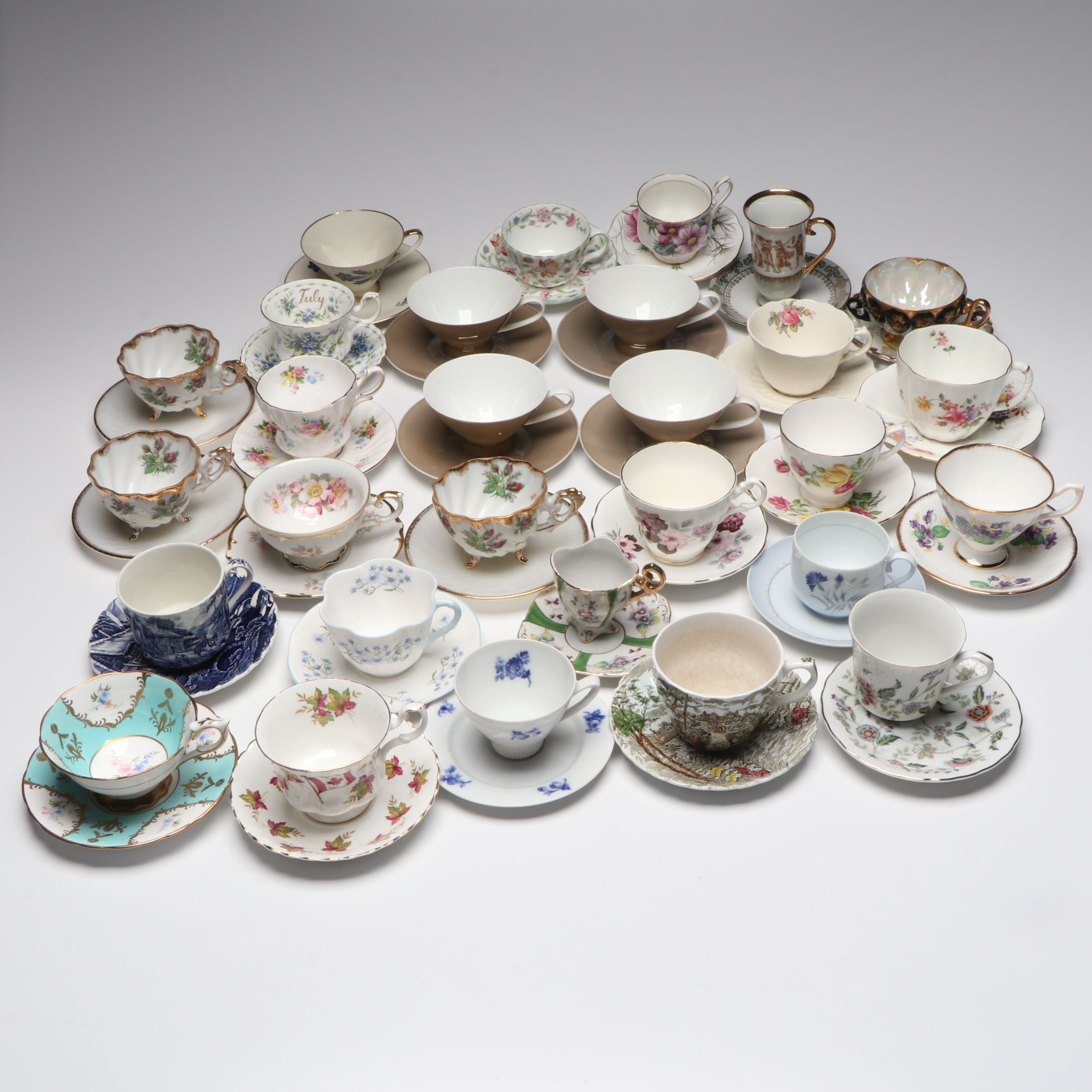 English, Japanese and Other Porcelain Teacups and Saucers