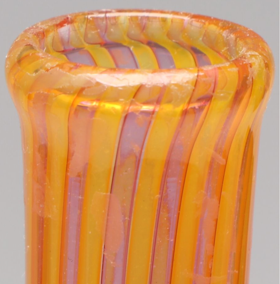 Sam Stang Pink and Orange Optic Studio Art Glass Vase, 2003