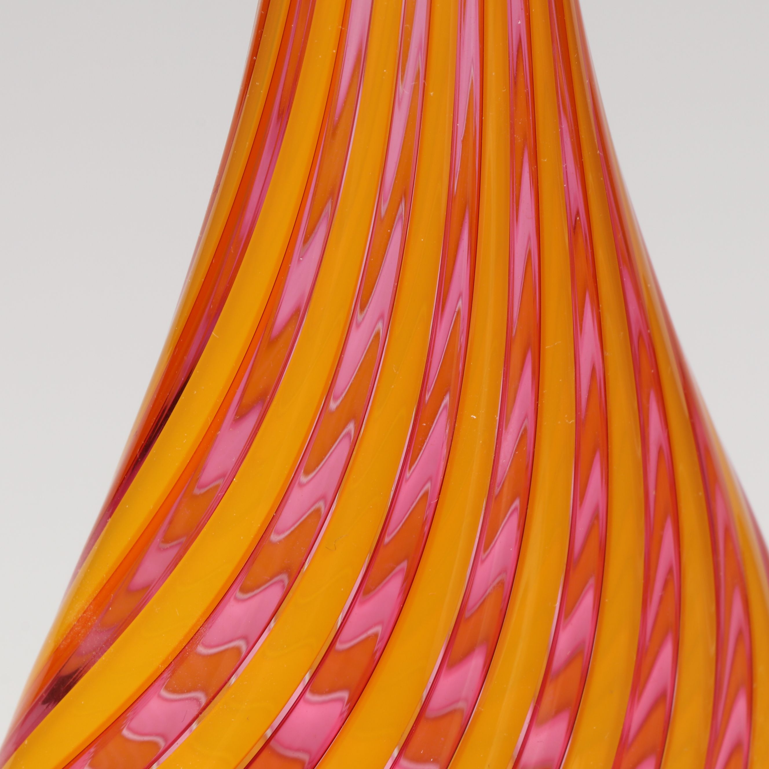 Sam Stang Pink and Orange Optic Studio Art Glass Vase, 2003