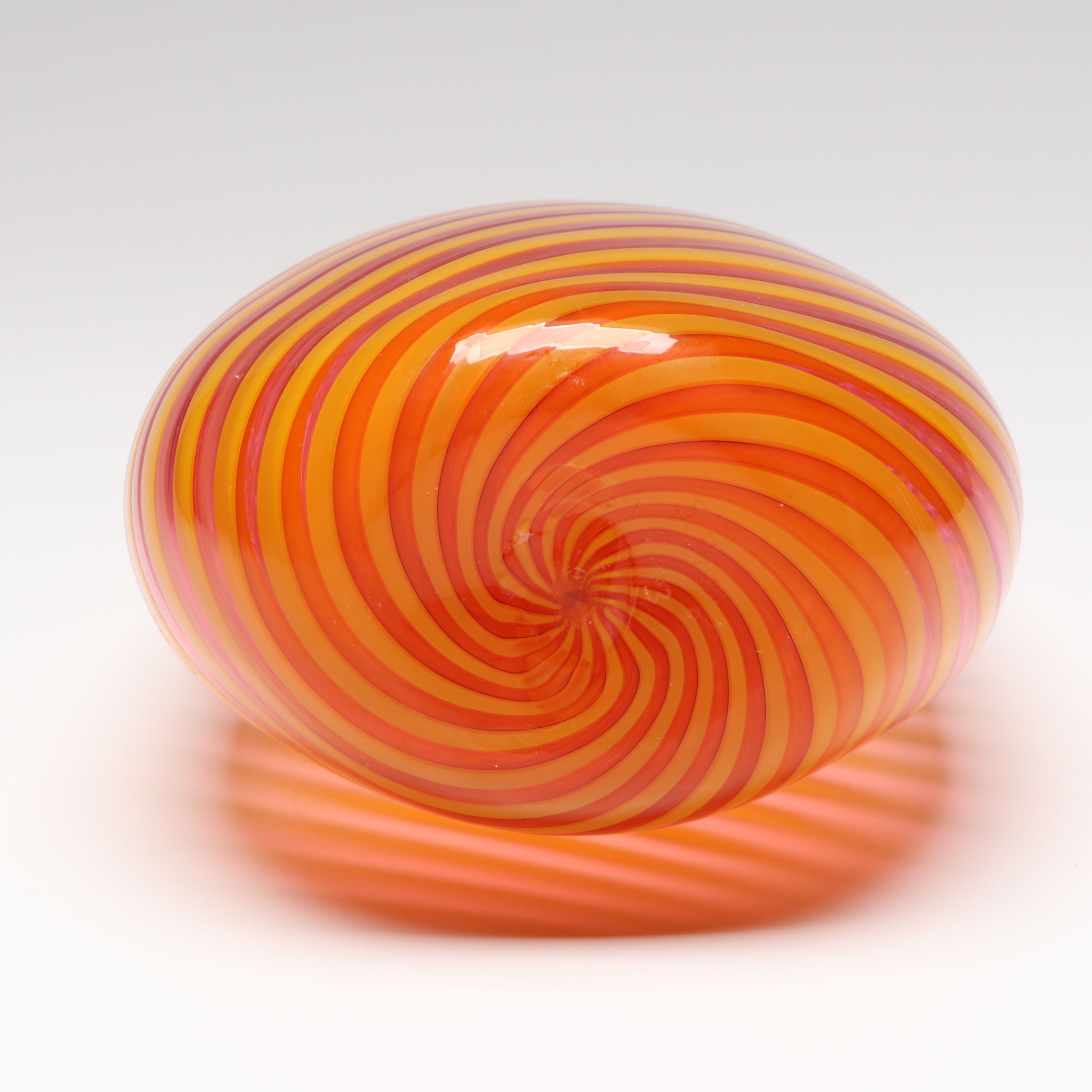 Sam Stang Pink and Orange Optic Studio Art Glass Vase, 2003