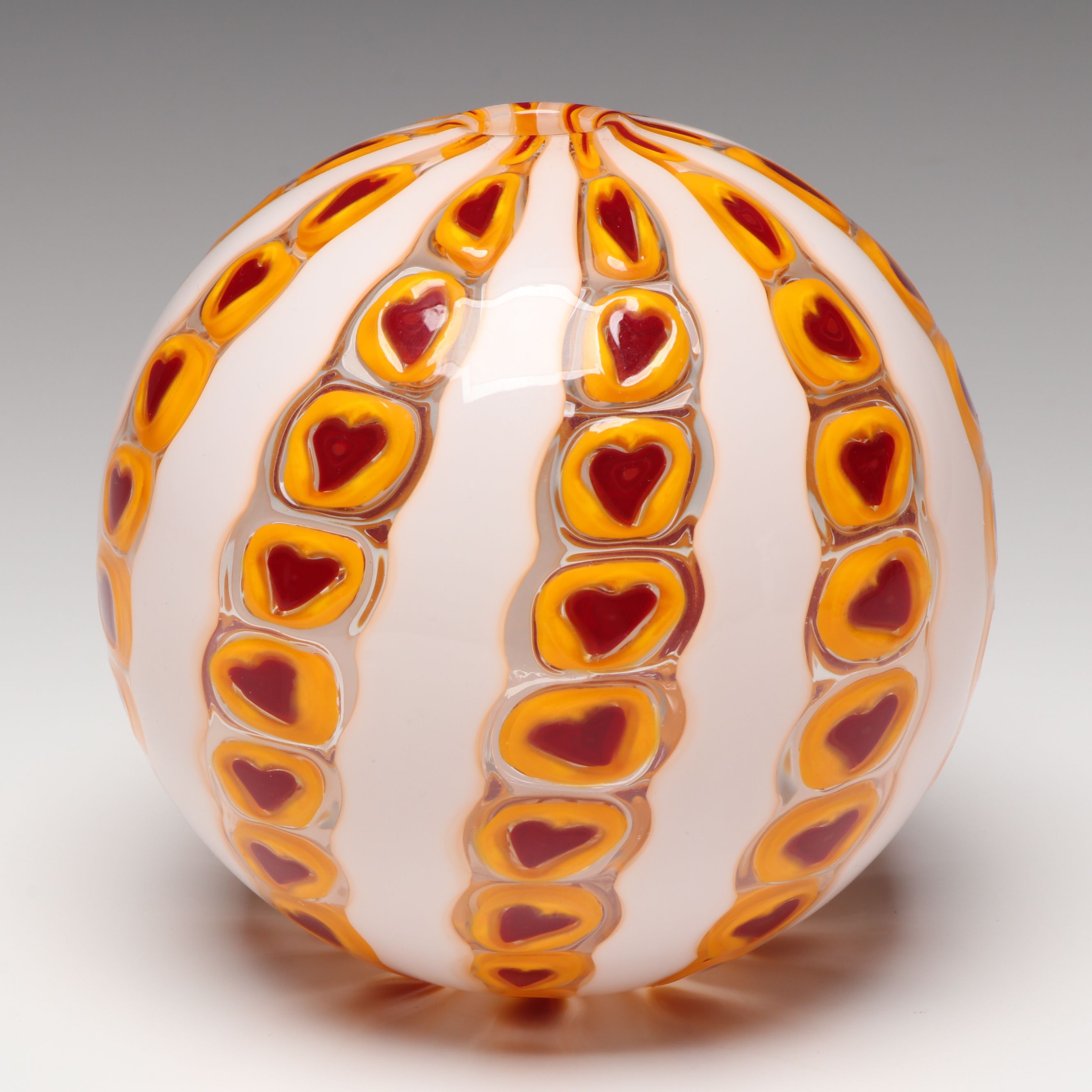 Sam Stang Handblown Art Glass Ball Vase