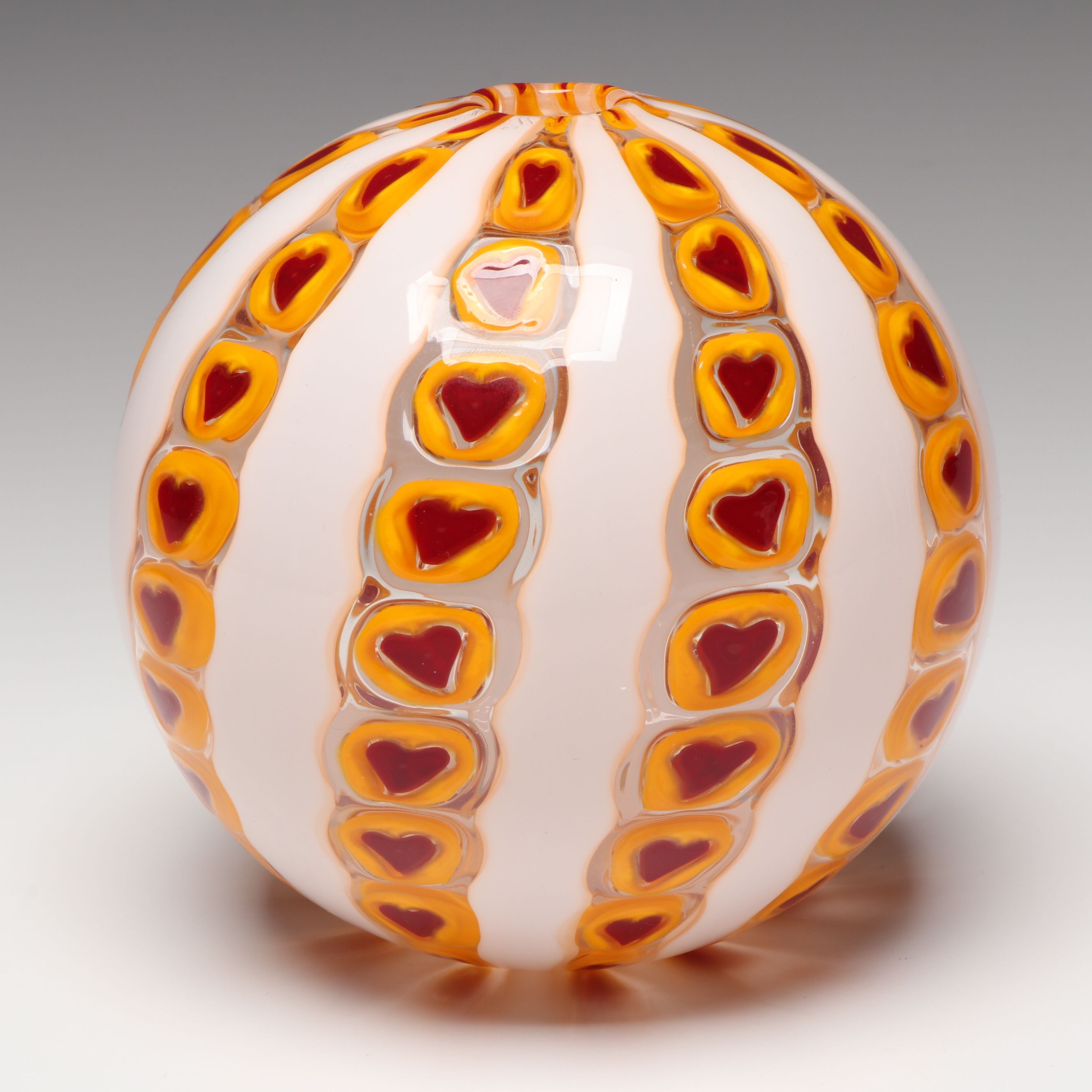 Sam Stang Handblown Art Glass Ball Vase