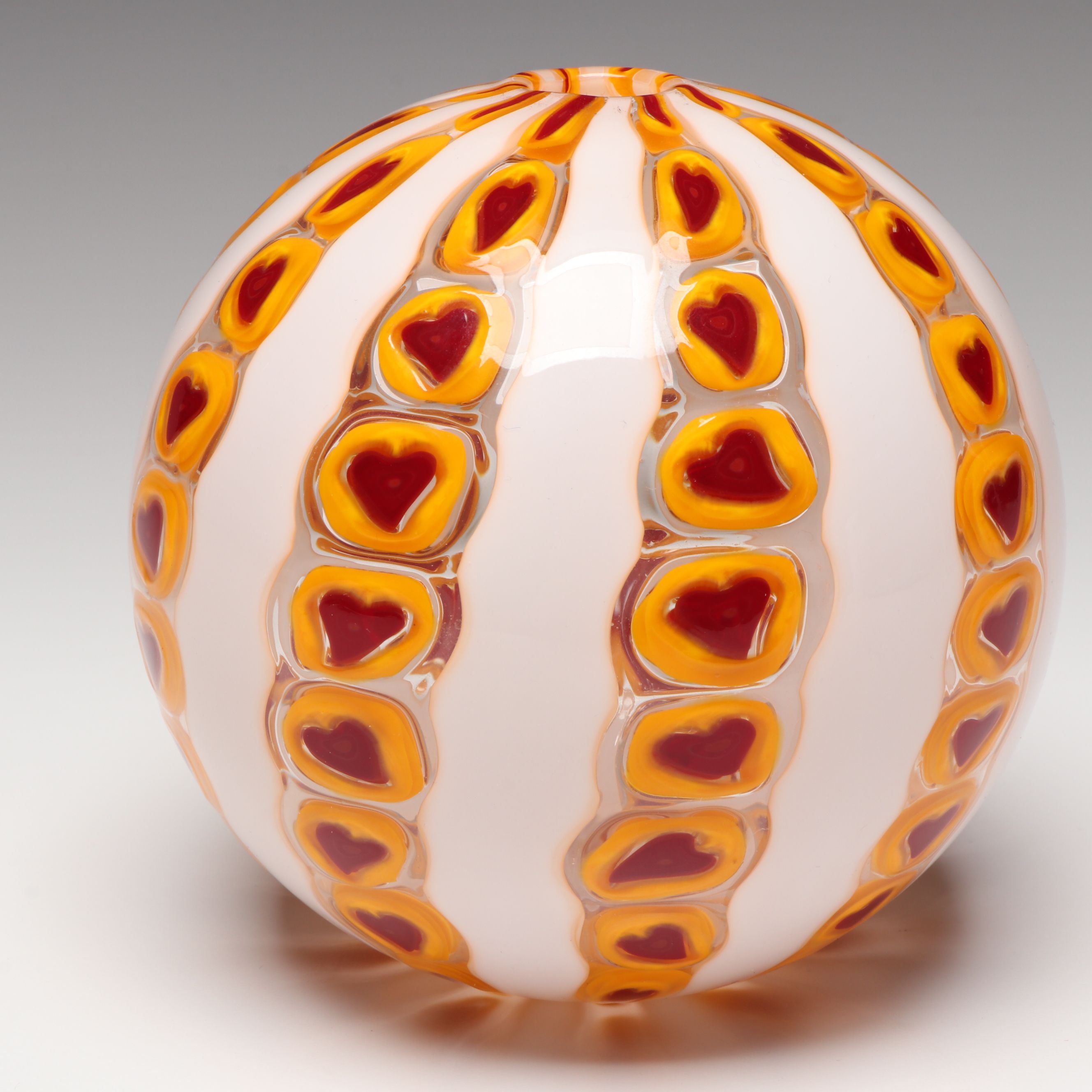 Sam Stang Handblown Art Glass Ball Vase