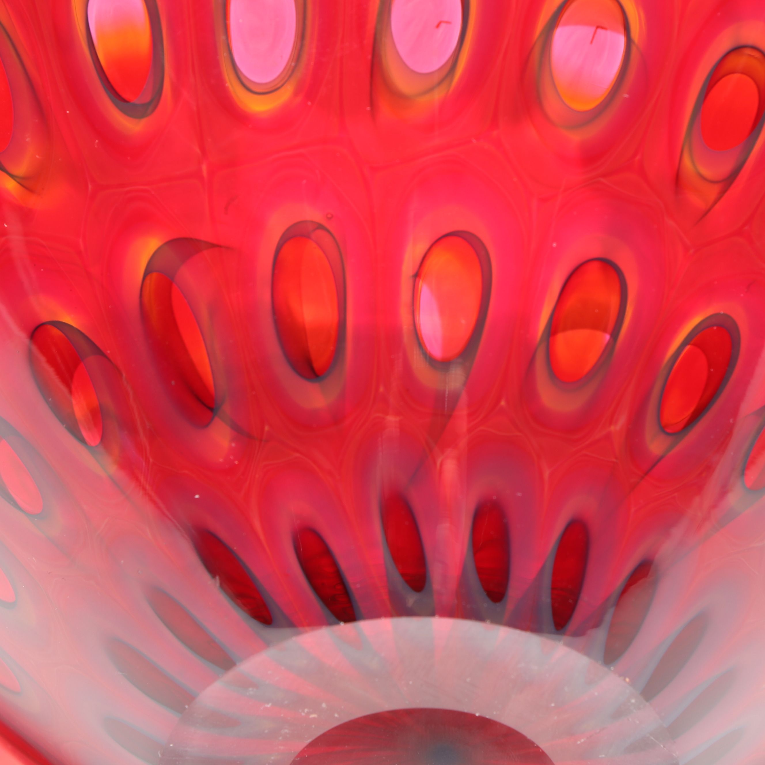 Sam Stang Handblown Art Glass Vase with Murrine Caning