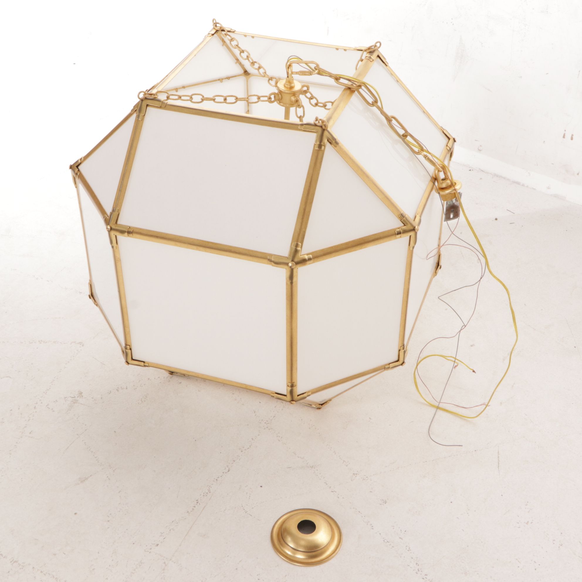 Visual Comfort Susan Kasler Morris Brass and Glass Cage Pendant Light