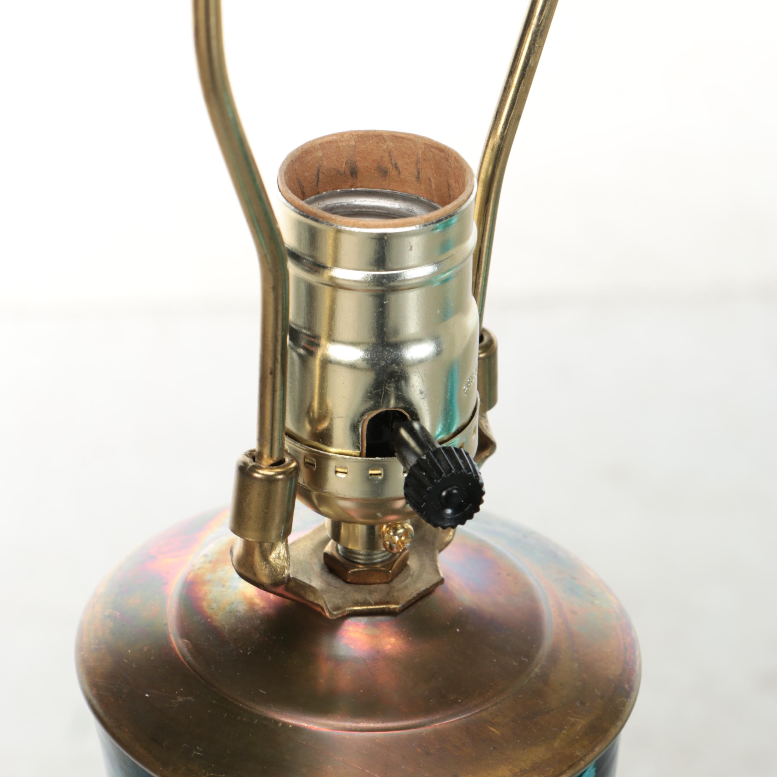 Teal Mercury Glass Table Lamps with Silk Shades