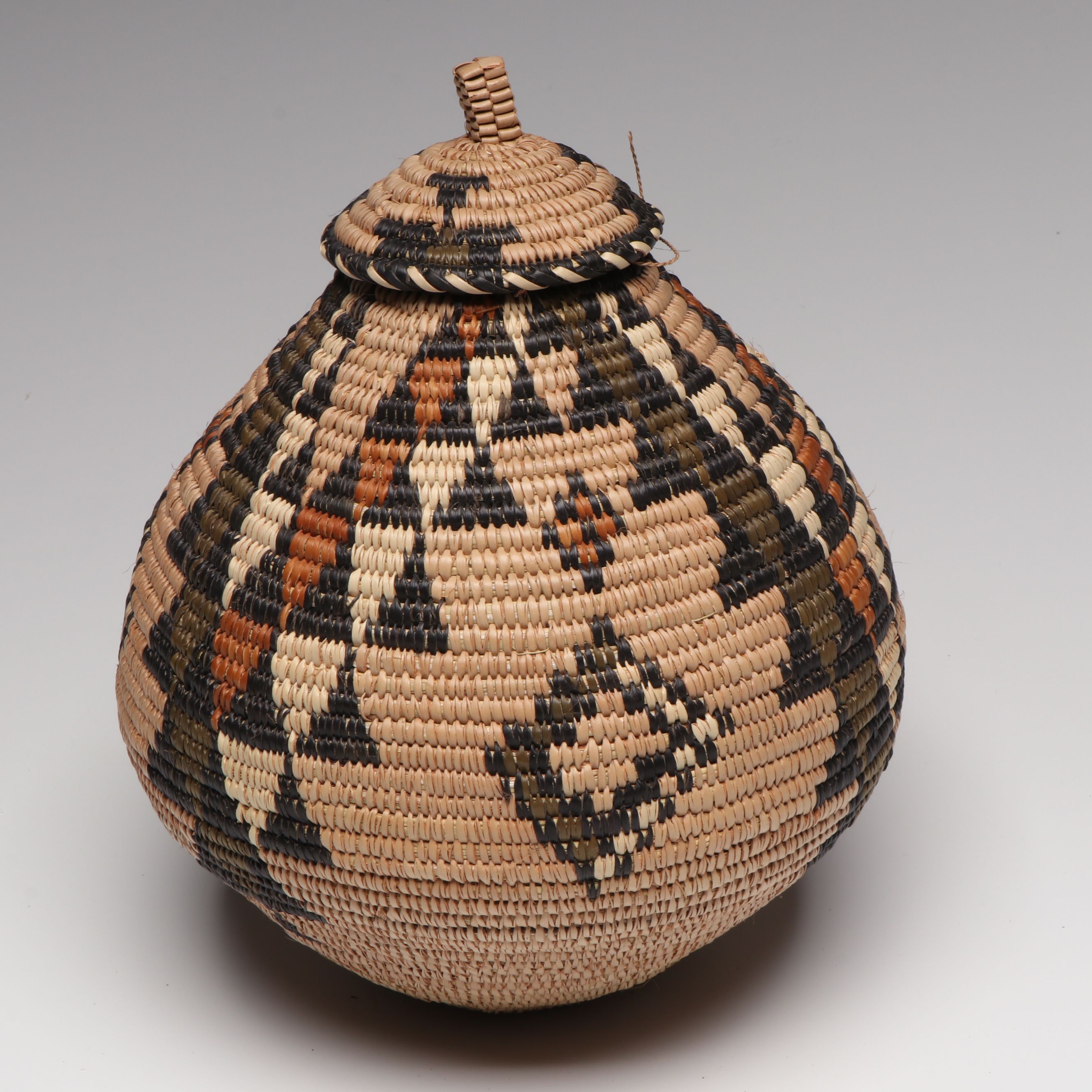 Themban Mkhwanazi and Other Zulu Ilala Palm Lidded Baskets
