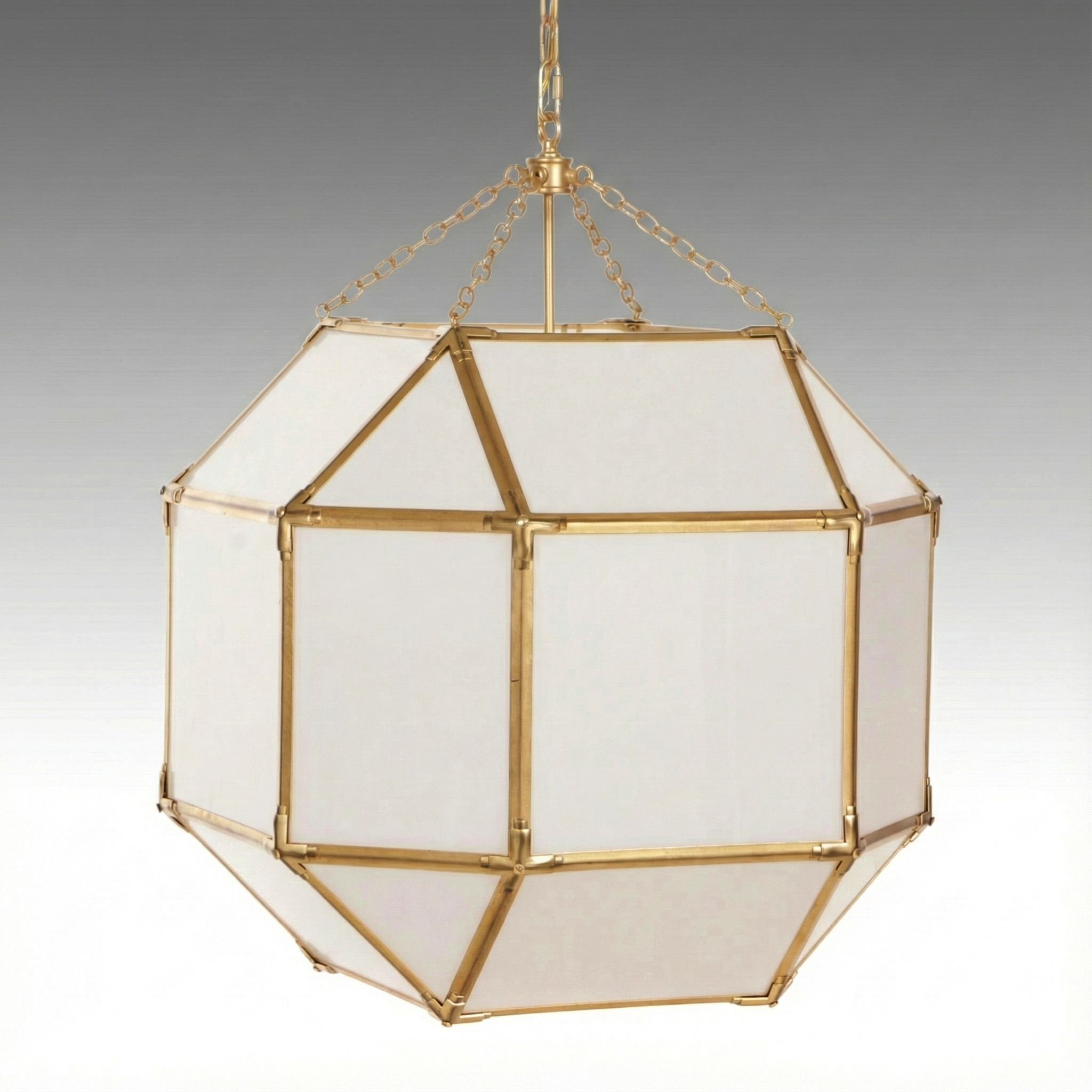 Visual Comfort Susan Kasler Morris Brass and Glass Cage Pendant Light