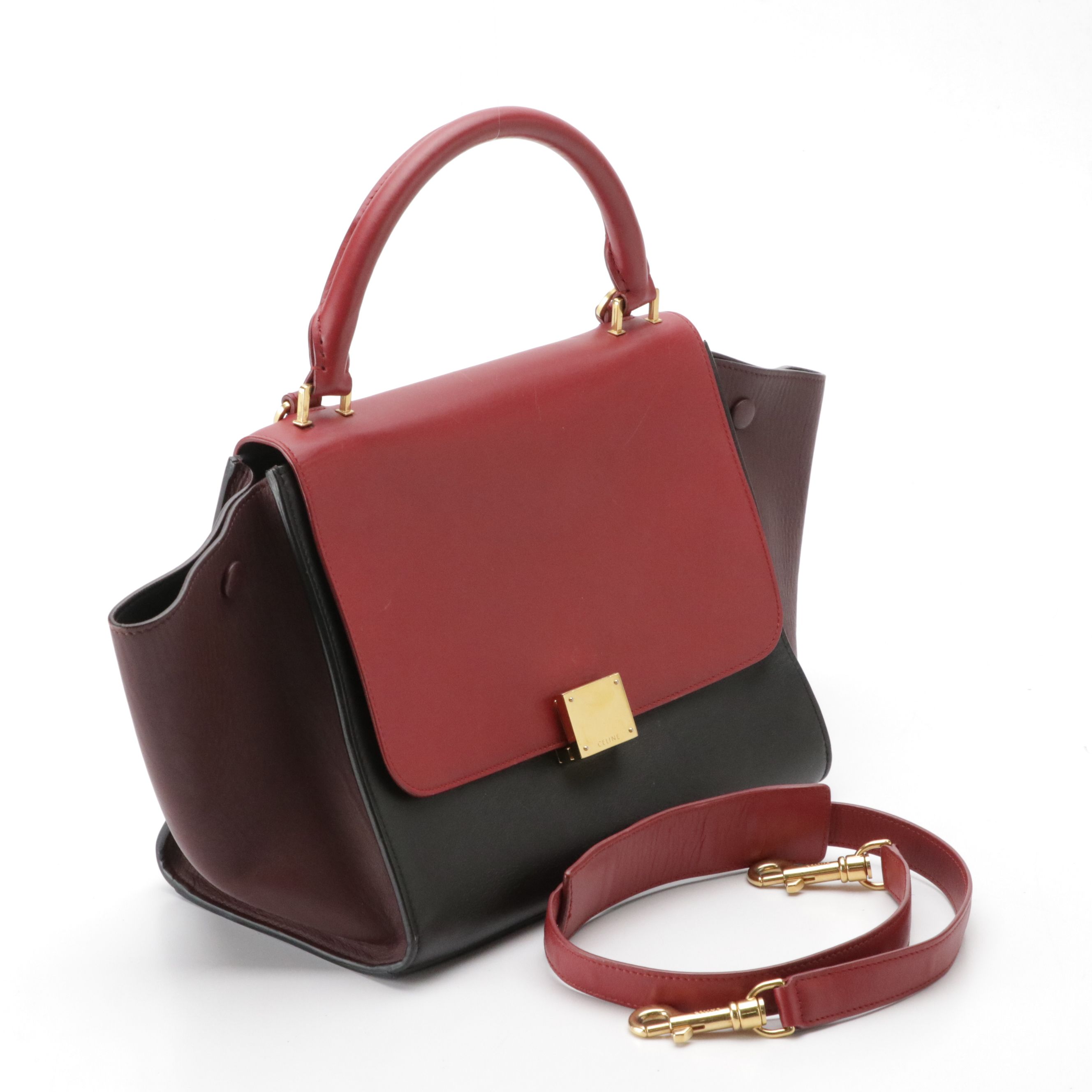 Céline Tricolor Leather Trapeze Two-Way Bag