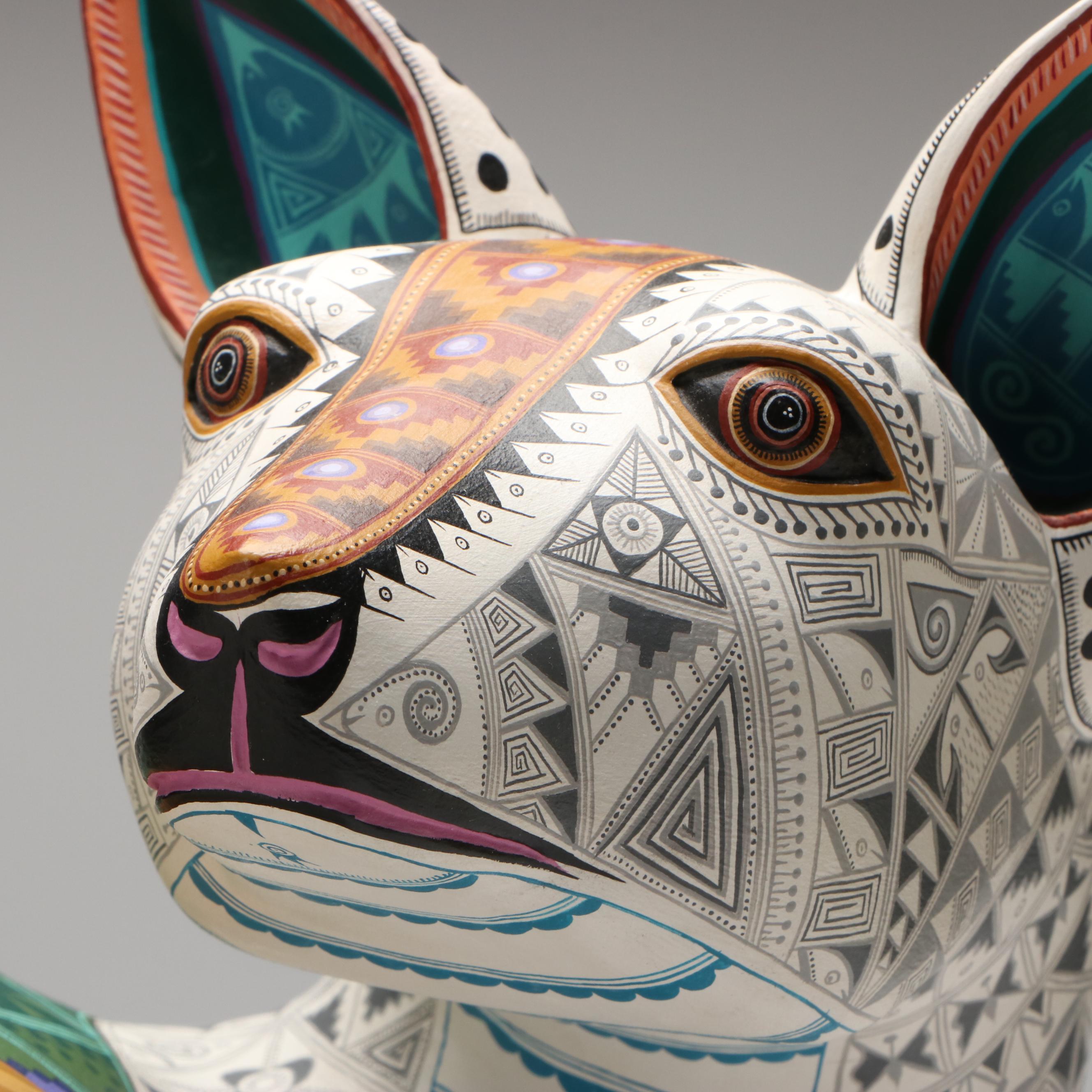 Jacobo & María Ángeles Zapotec "Dancing Coyote" Copal Wood Figure, 2005