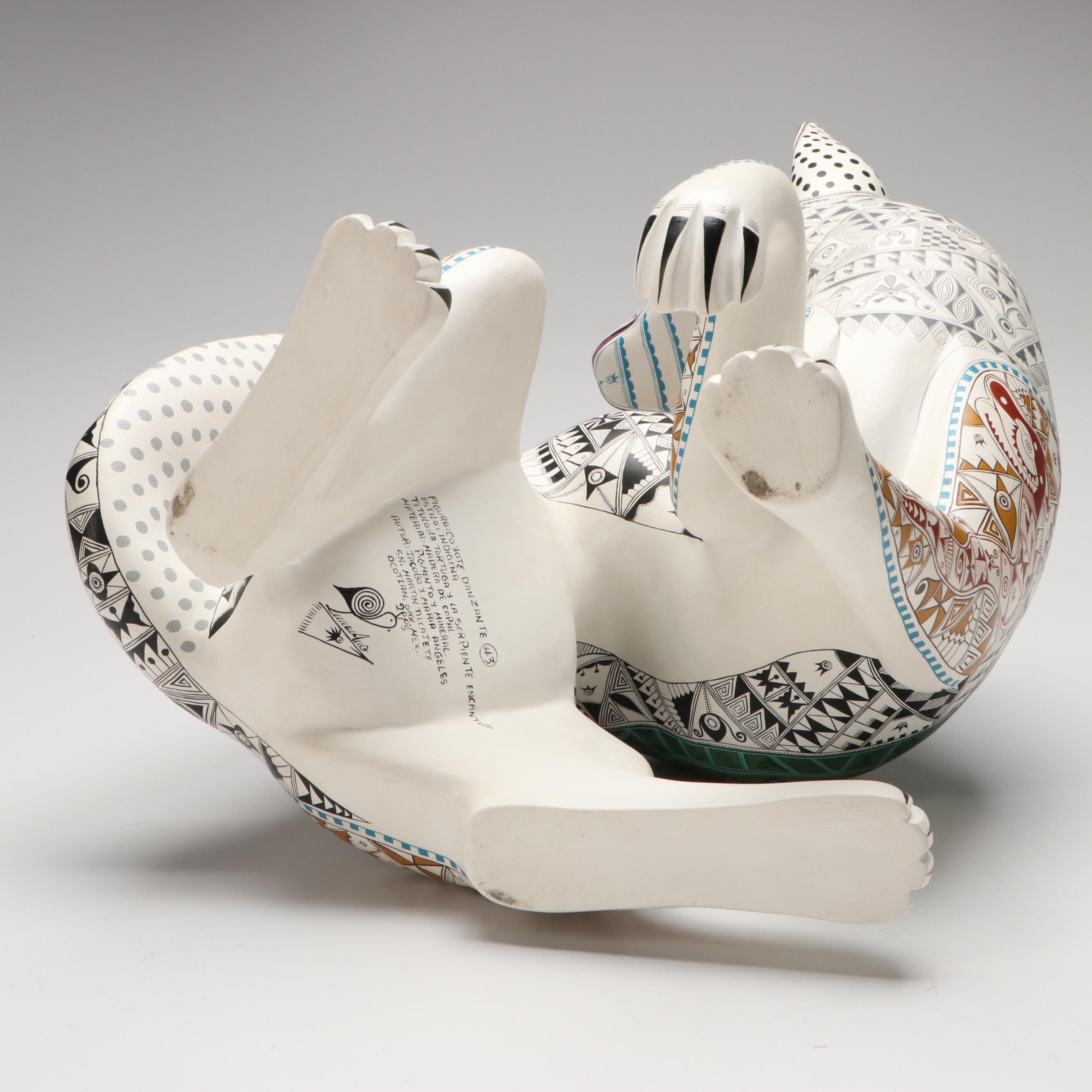 Jacobo & María Ángeles Zapotec "Dancing Coyote" Copal Wood Figure, 2005