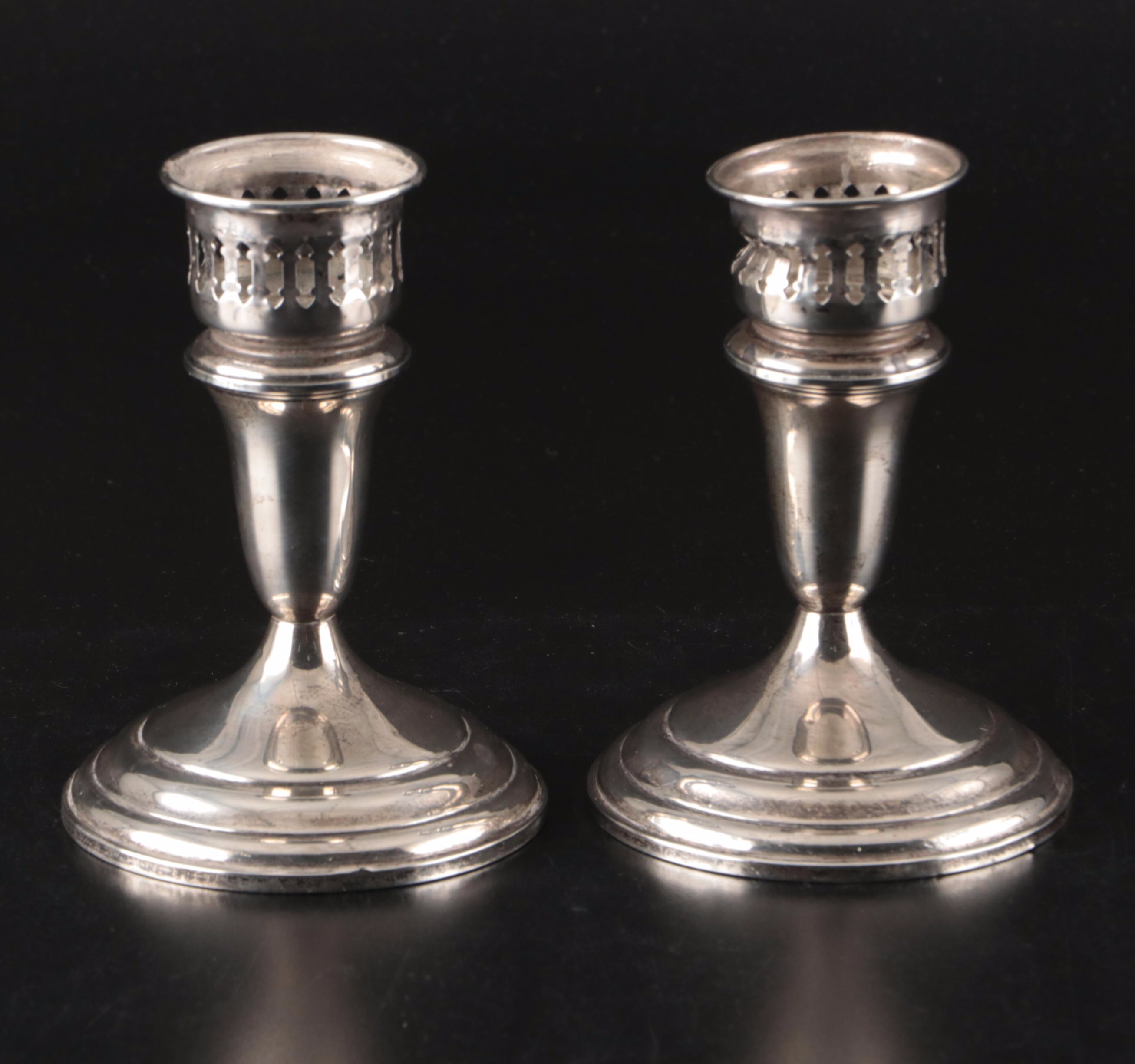 Towle and Duchin Creation Sterling Candle Holders with Hamilton Sterling Compote