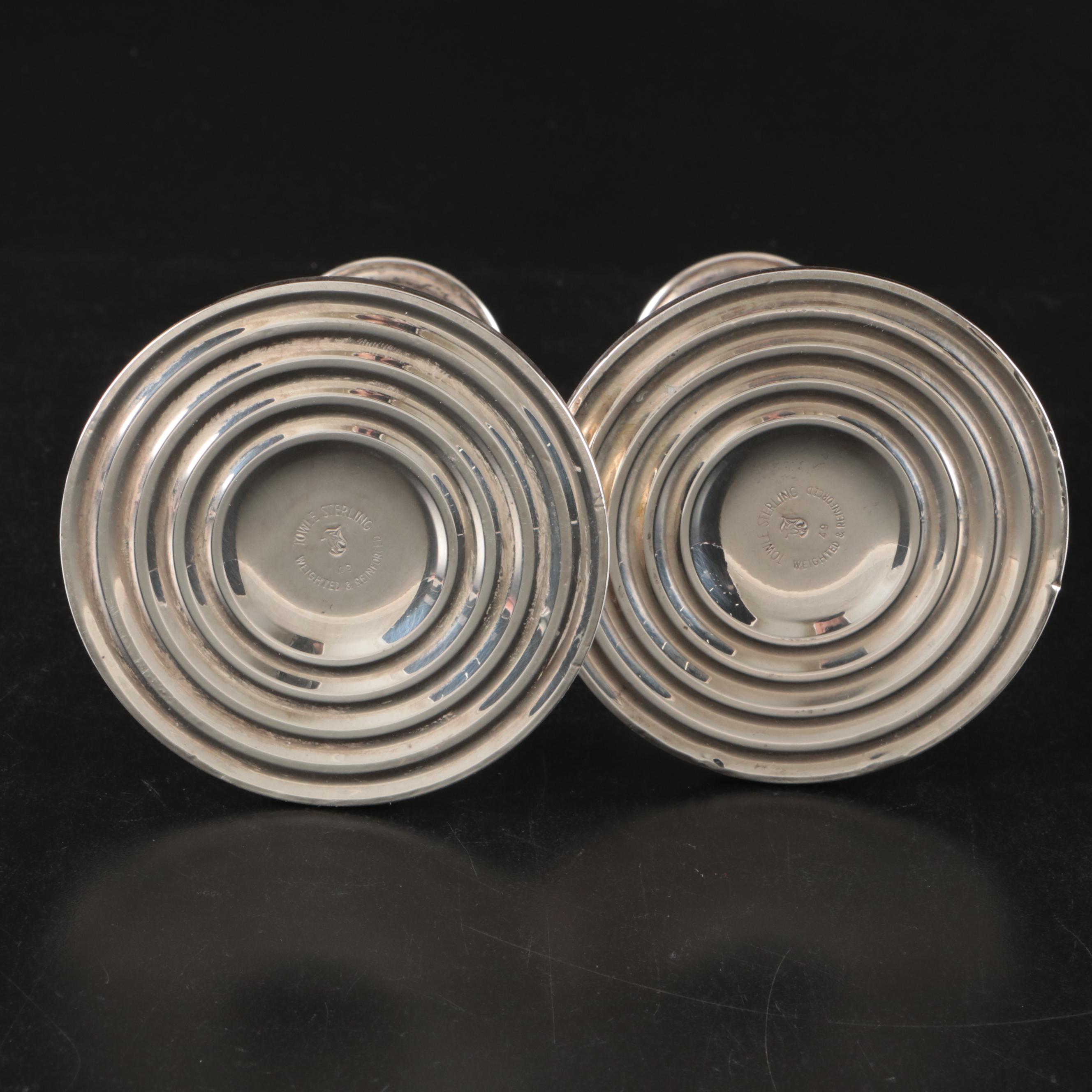 Towle and Duchin Creation Sterling Candle Holders with Hamilton Sterling Compote