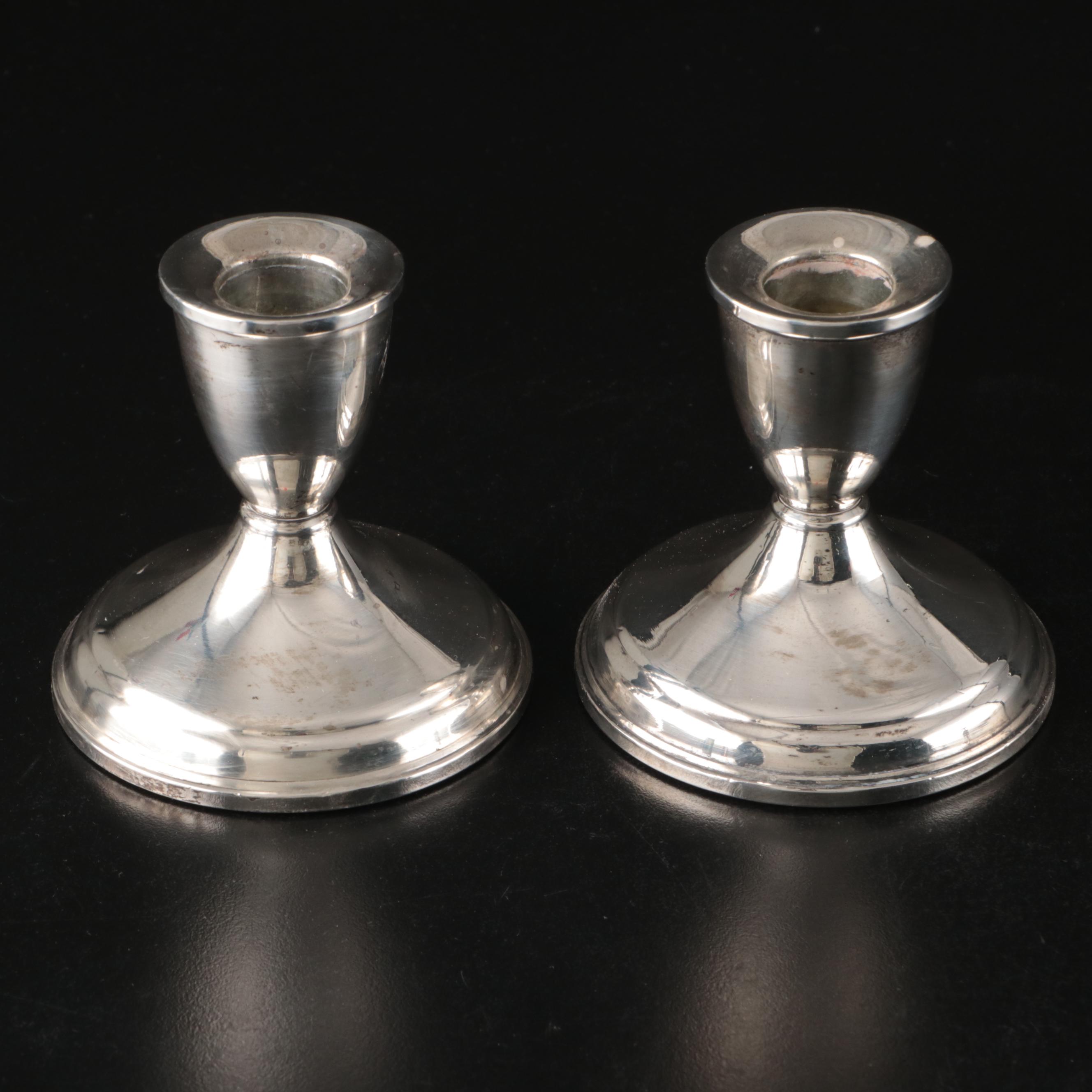 Towle and Duchin Creation Sterling Candle Holders with Hamilton Sterling Compote