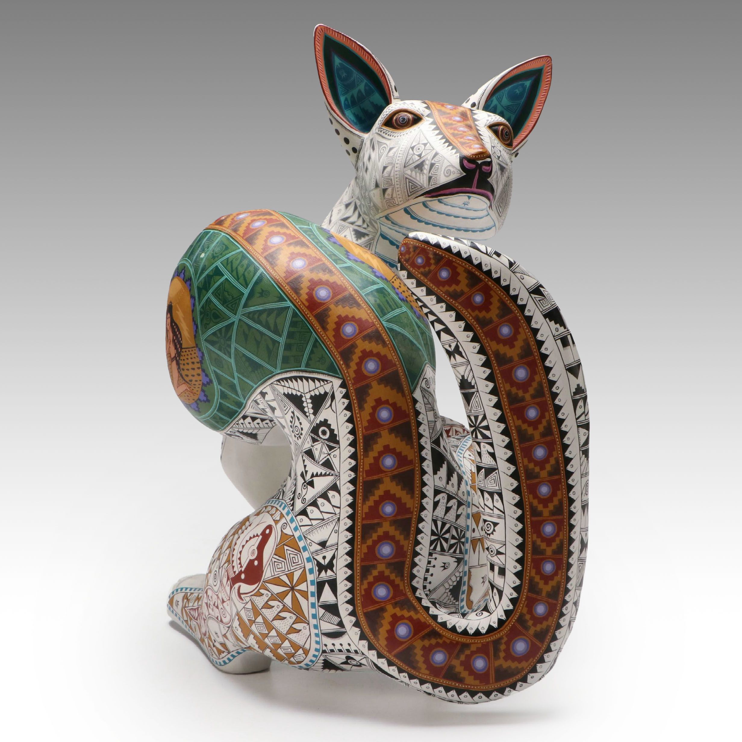 Jacobo & María Ángeles Zapotec "Dancing Coyote" Copal Wood Figure, 2005