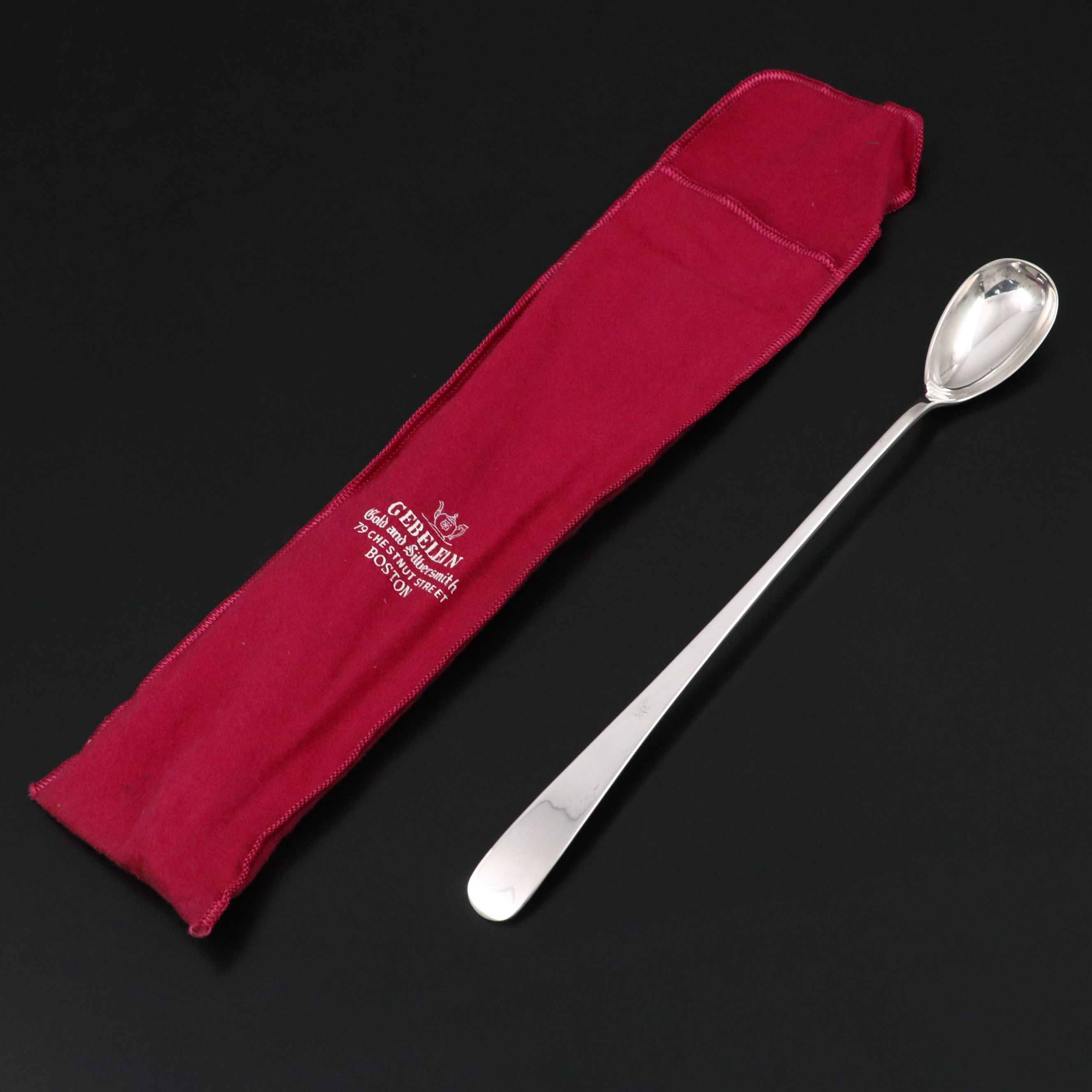 Vintage Gebelein Silversmiths Sterling Silver Cocktail Spoon with Bag