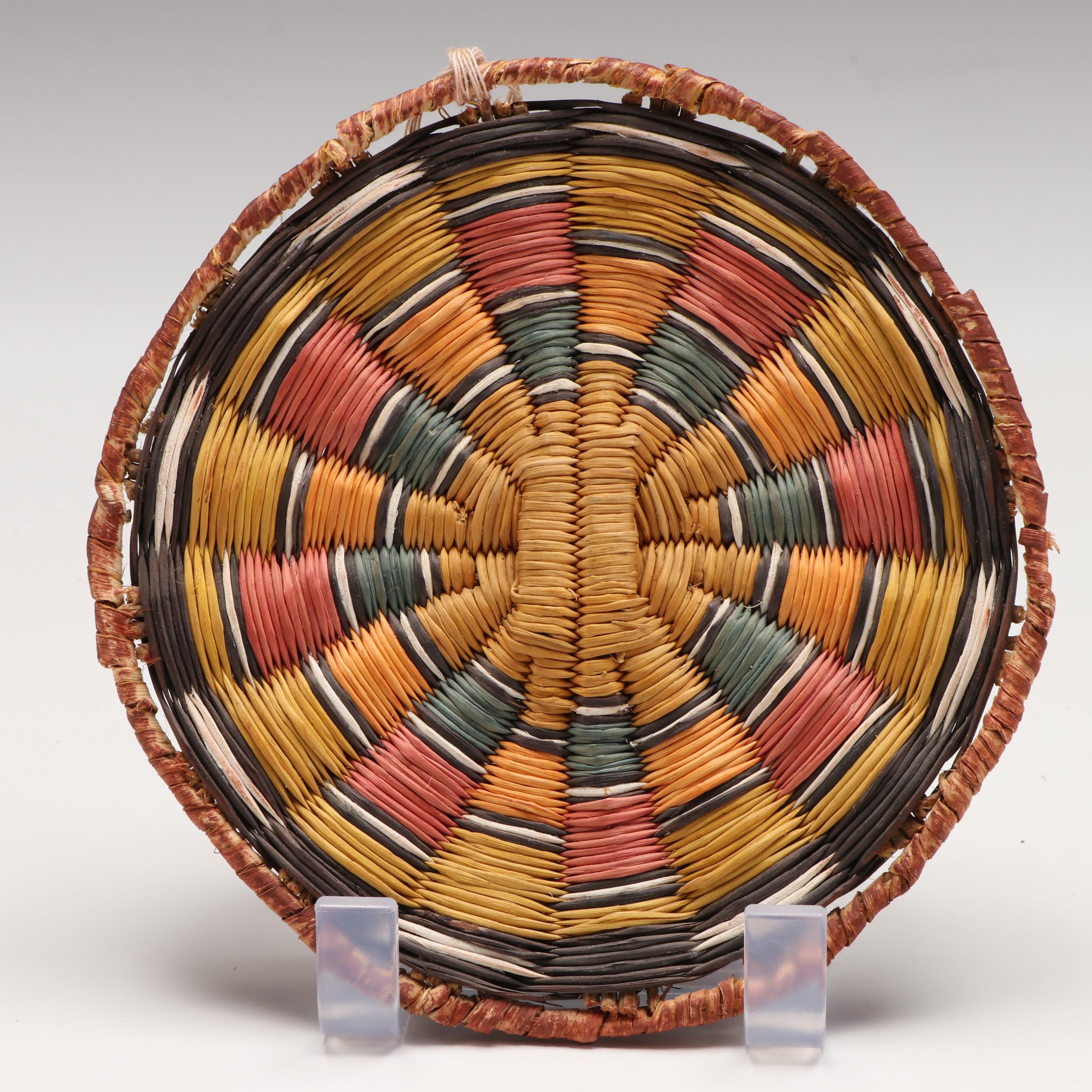 Olena Thompson with Other Hopi Third Mesa Woven Siwi and Sumac Basketry Plaques