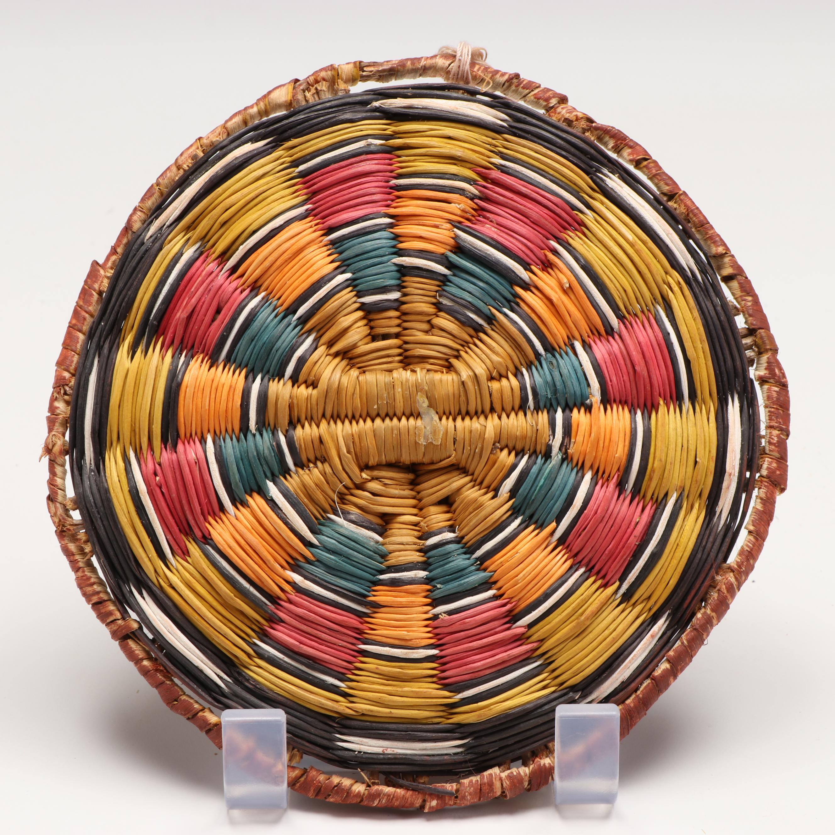 Olena Thompson with Other Hopi Third Mesa Woven Siwi and Sumac Basketry Plaques