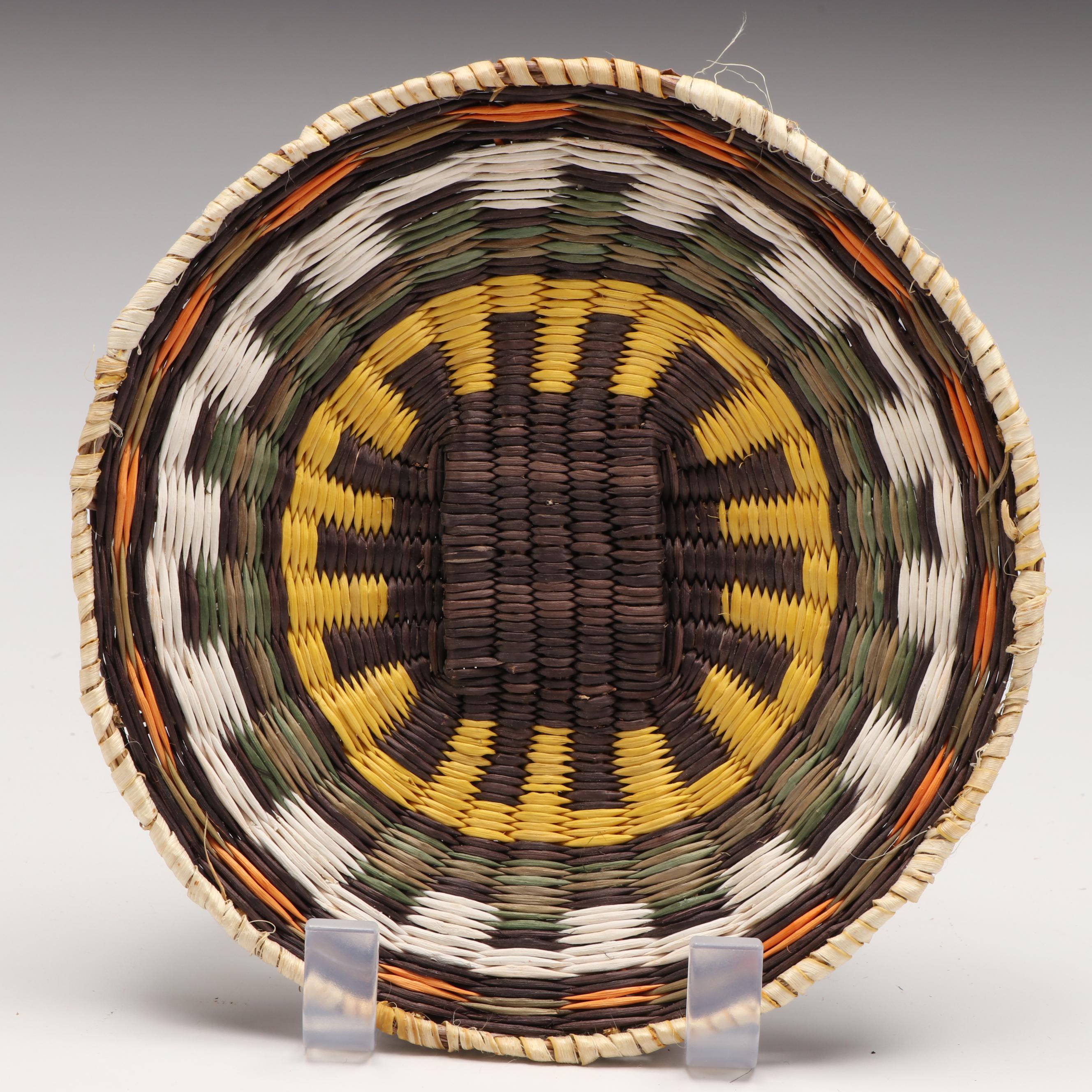 Olena Thompson with Other Hopi Third Mesa Woven Siwi and Sumac Basketry Plaques