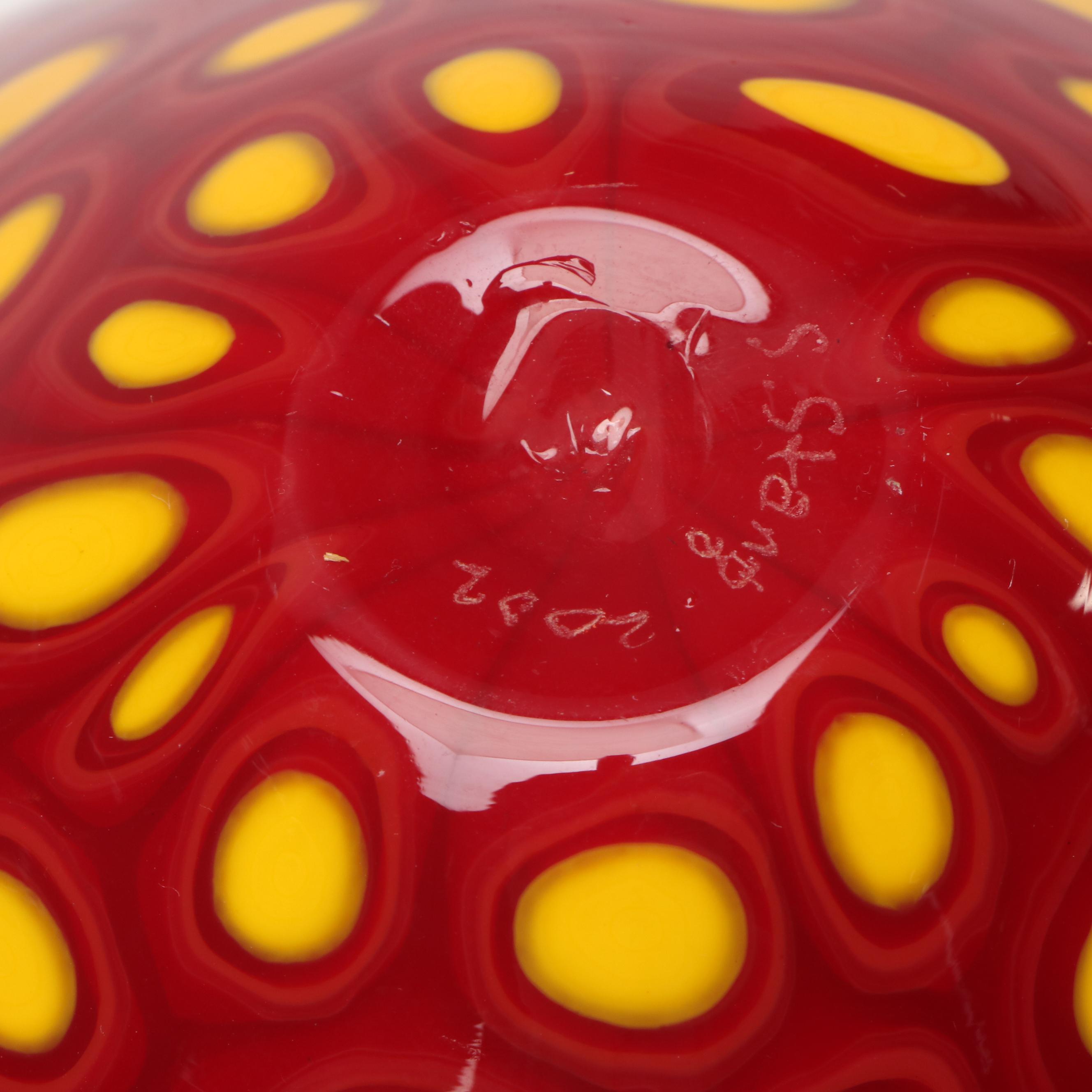 Sam Stang Signed Murrini Blown Glass Bowl, 2002