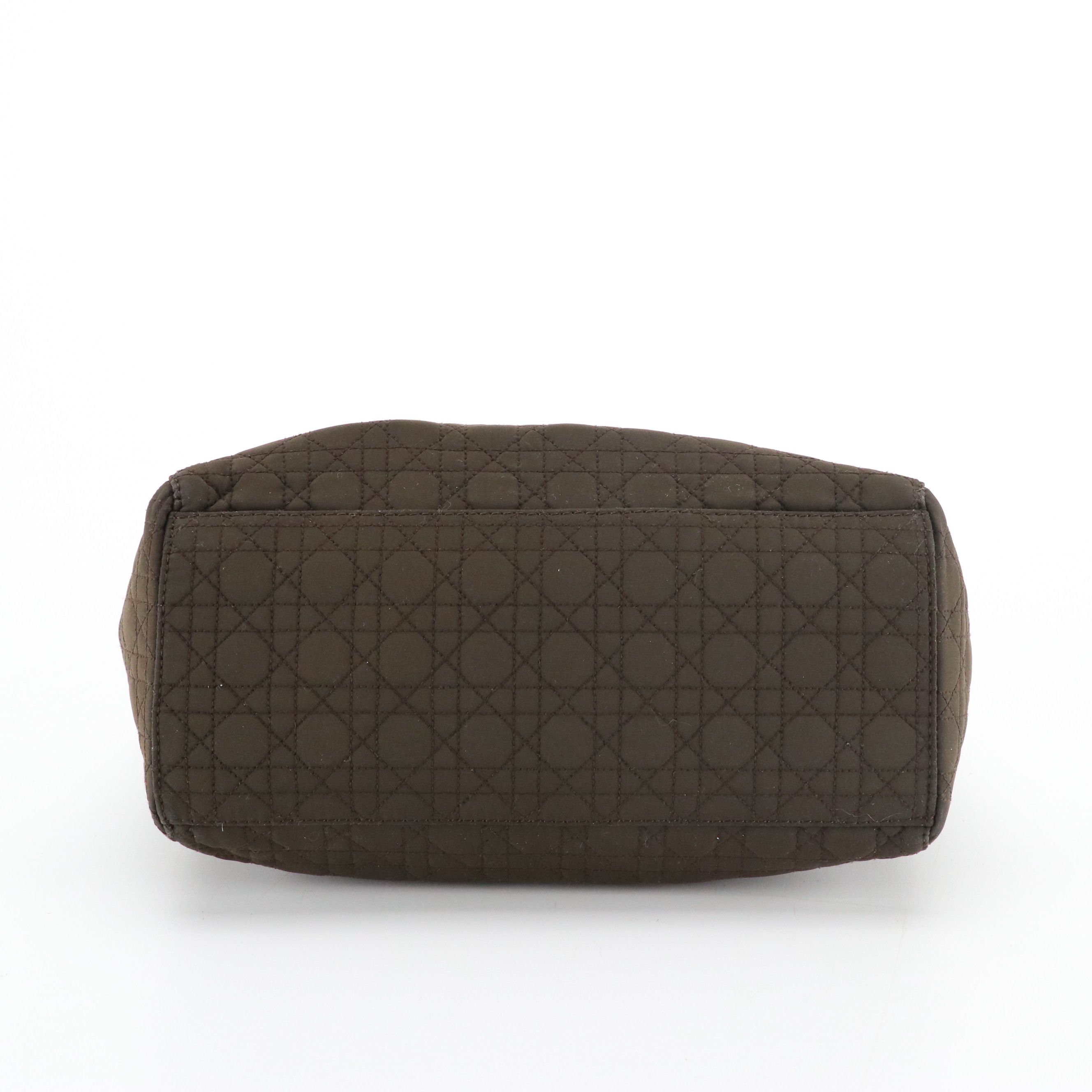 Christian Dior Small Lady Dior Handbag in Brown Cannage Quilted Nylon Canvas