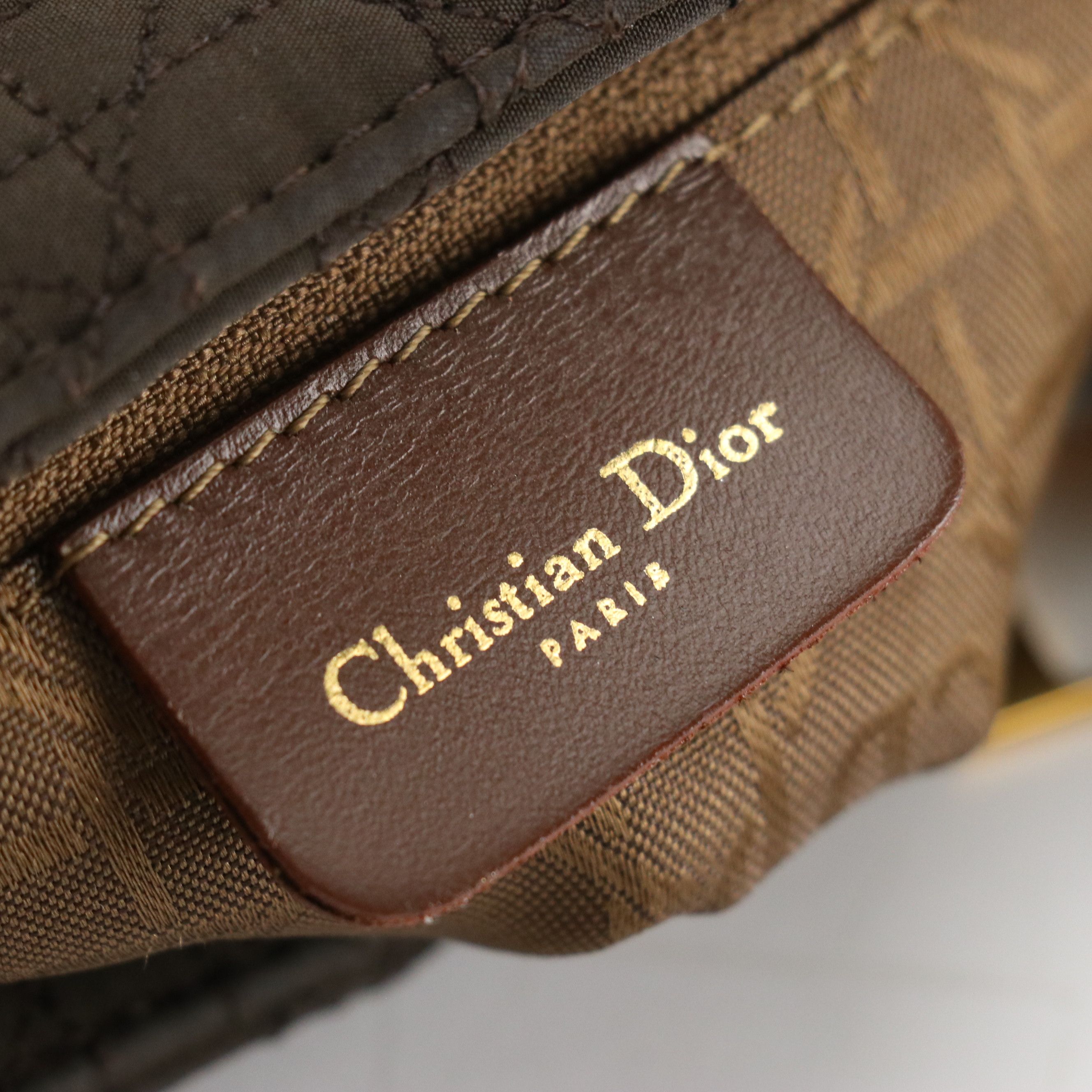 Christian Dior Small Lady Dior Handbag in Brown Cannage Quilted Nylon Canvas