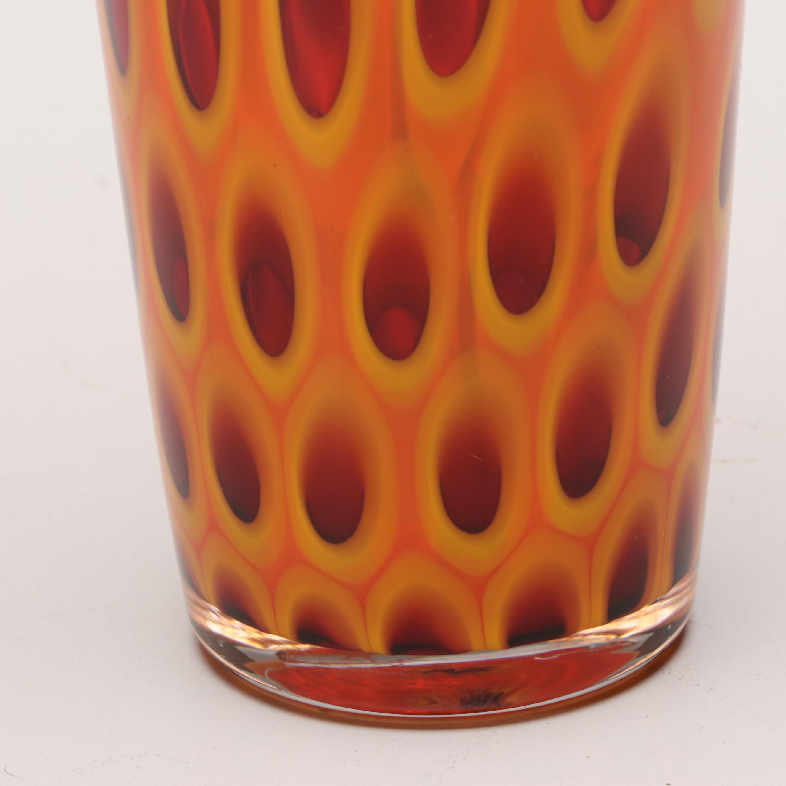 Sam Stang Signed Murrini Blown Glass Vase