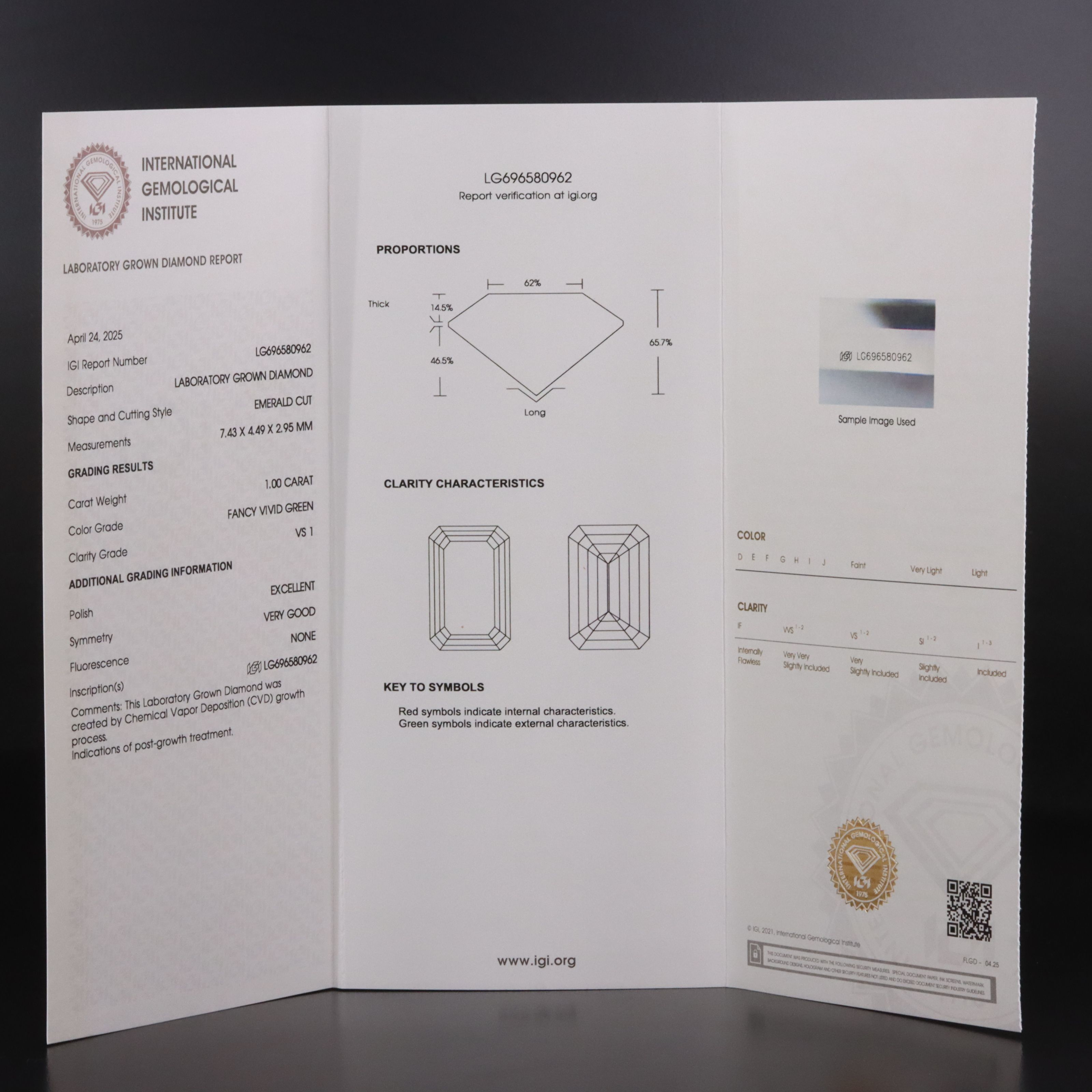 Loose 1.00 CT Lab Grown Fancy Diamond with IGI Report