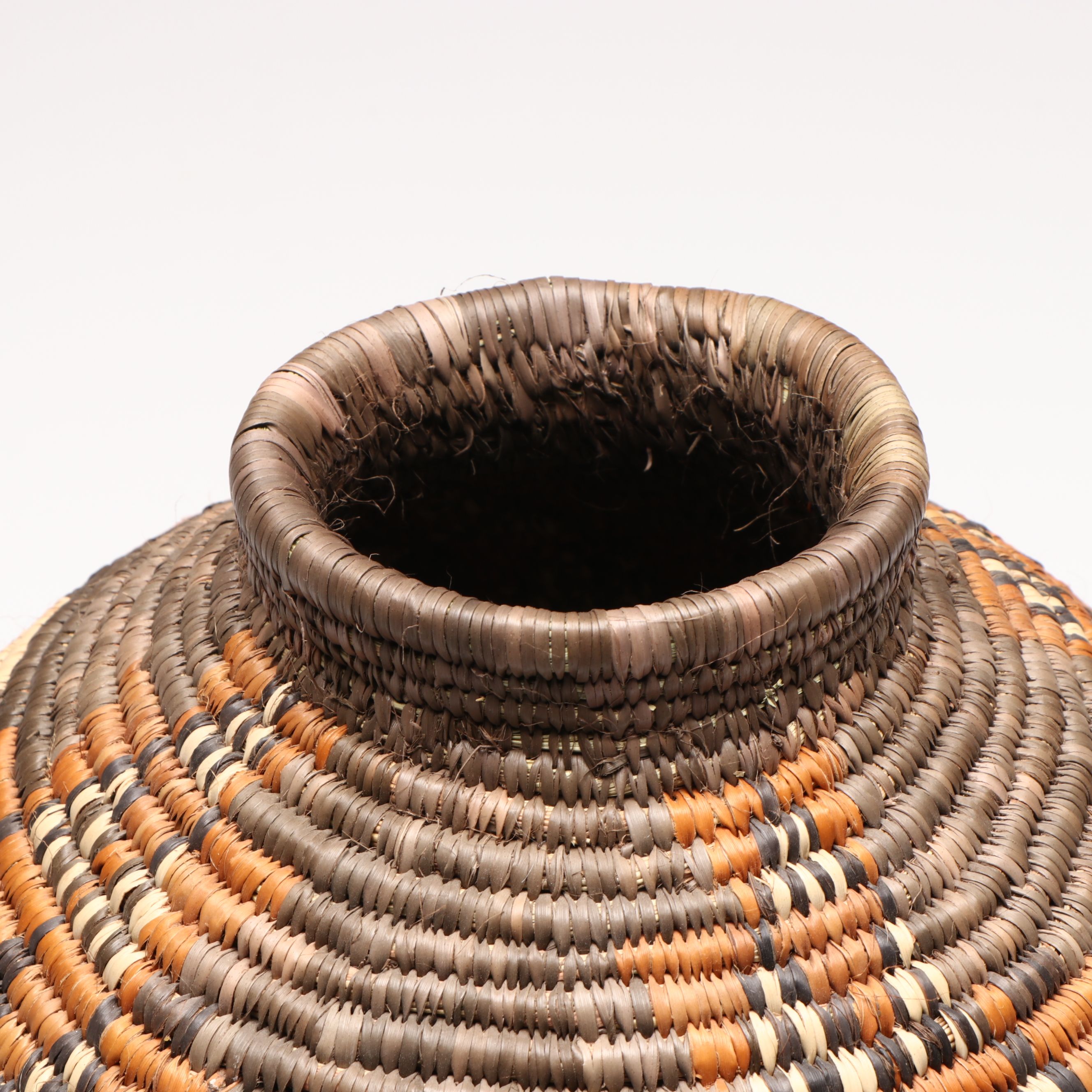 South African Zulu Peoples Ilala Palm Lidded Container and Basket
