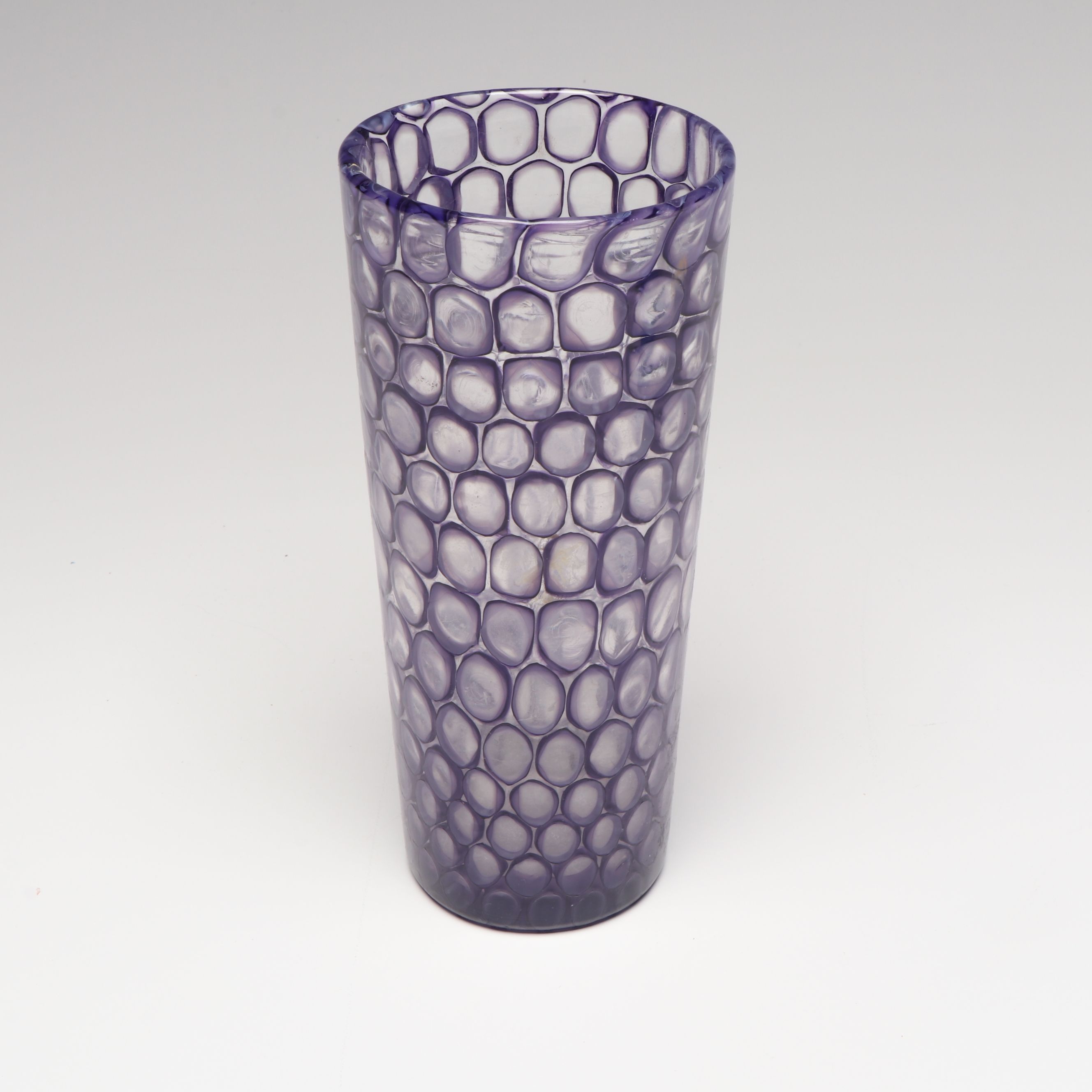 Sam Stang Studio Glass Reticello Bullicante Cup and Glass Tumblers