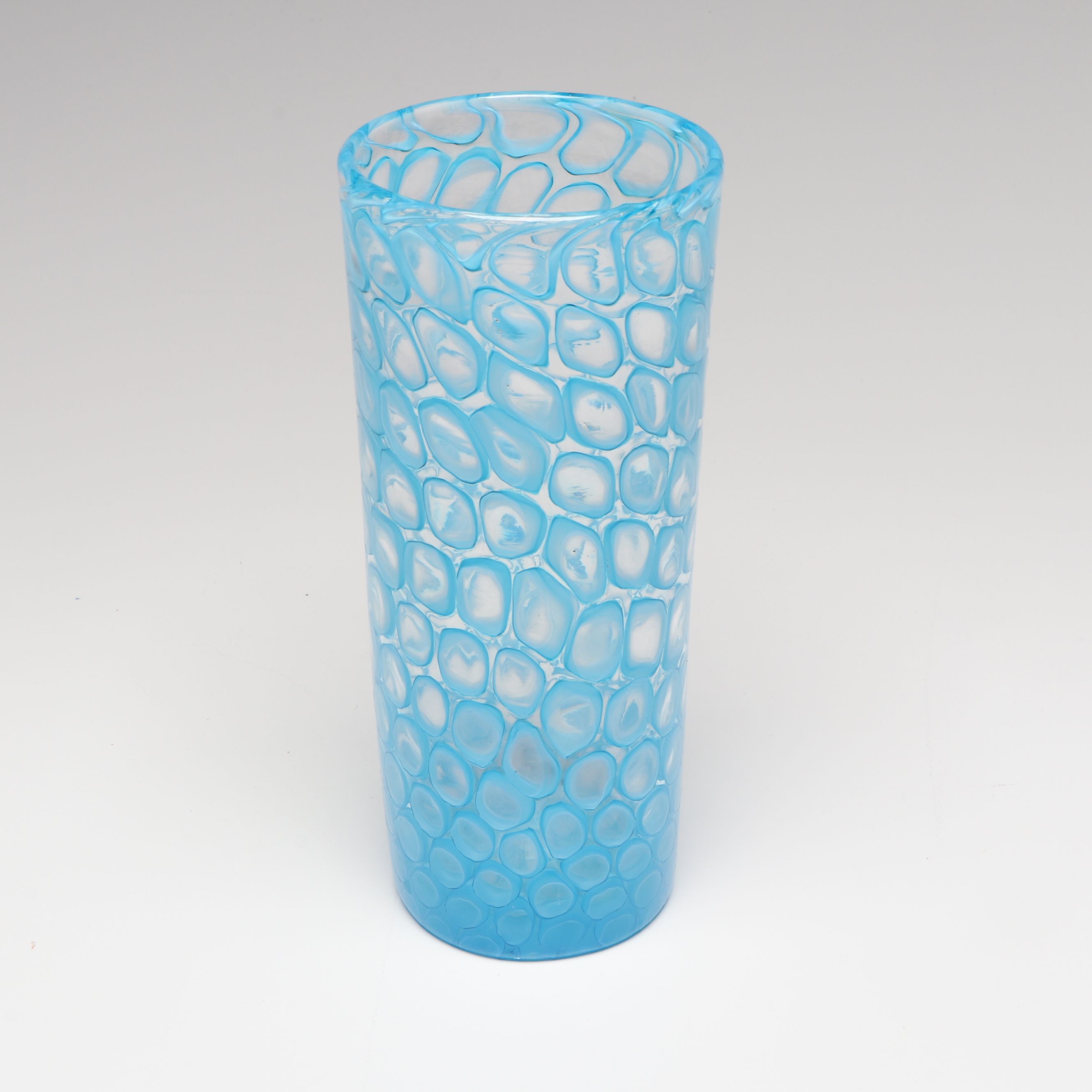 Sam Stang Studio Glass Reticello Bullicante Cup and Glass Tumblers