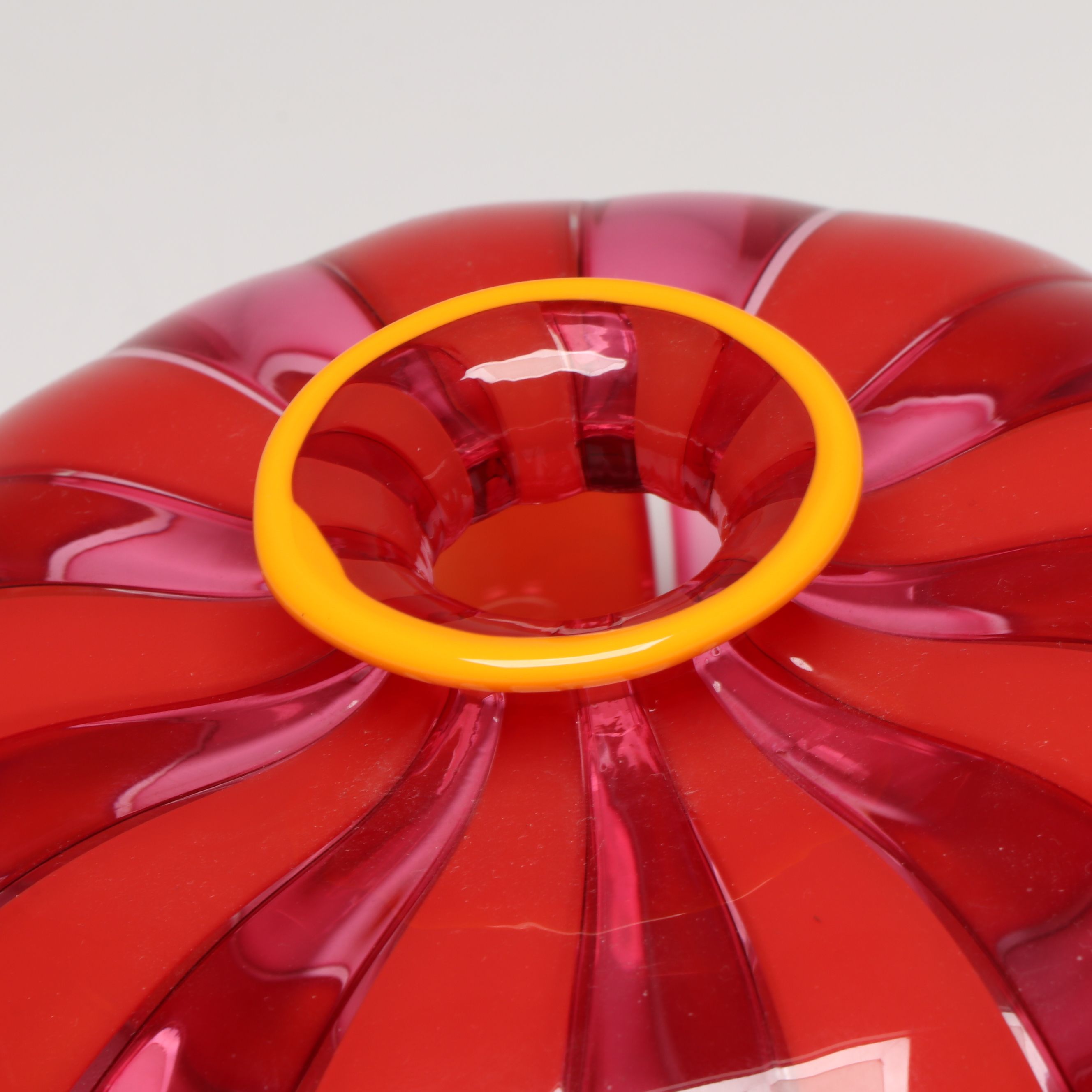 Sam Stang Signed Cane Pattern Blown Glass Vase with Other Art Glass Paperweight