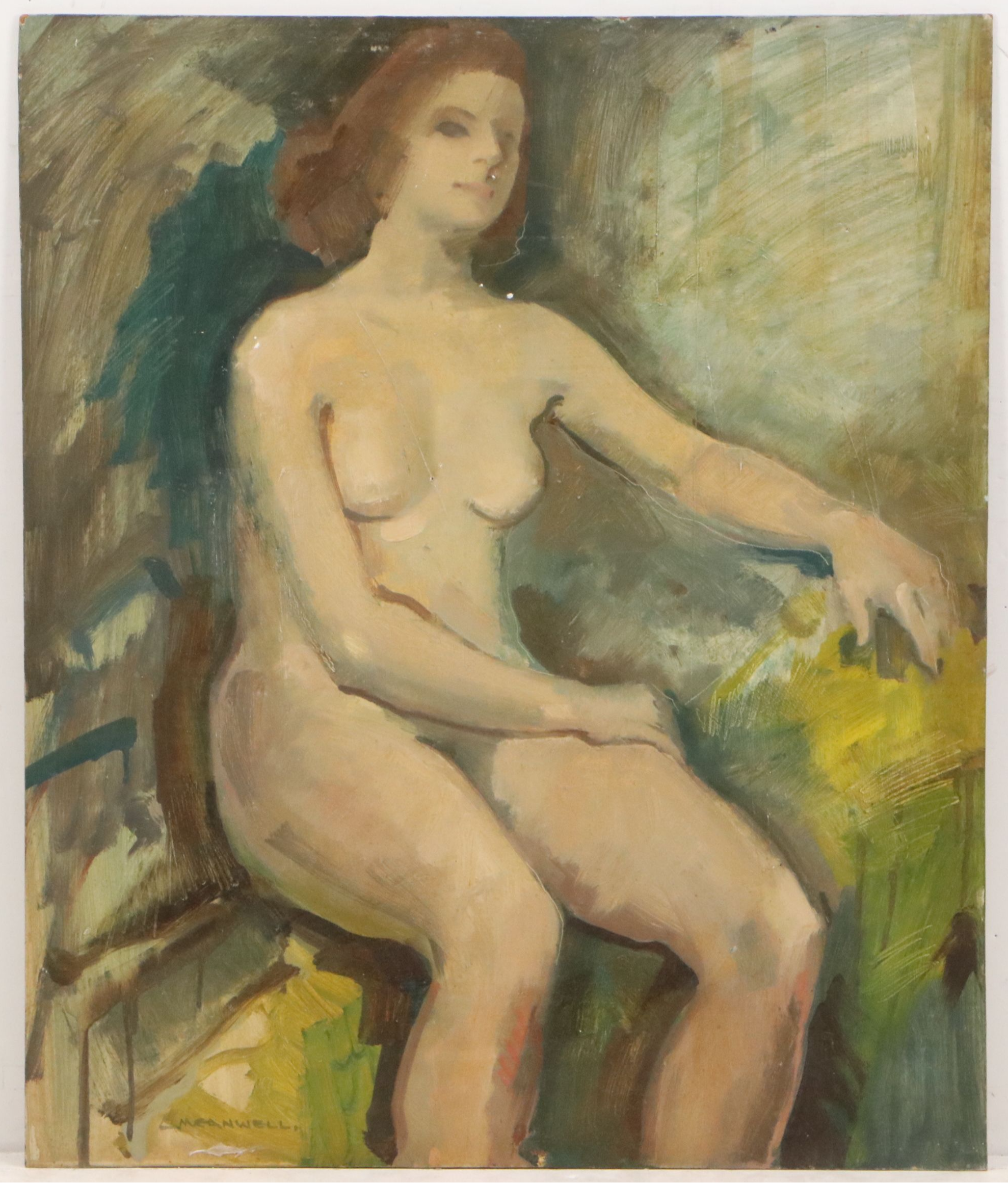 Jack Meanwell Oil Painting of Seated Figure, Late 20th Century