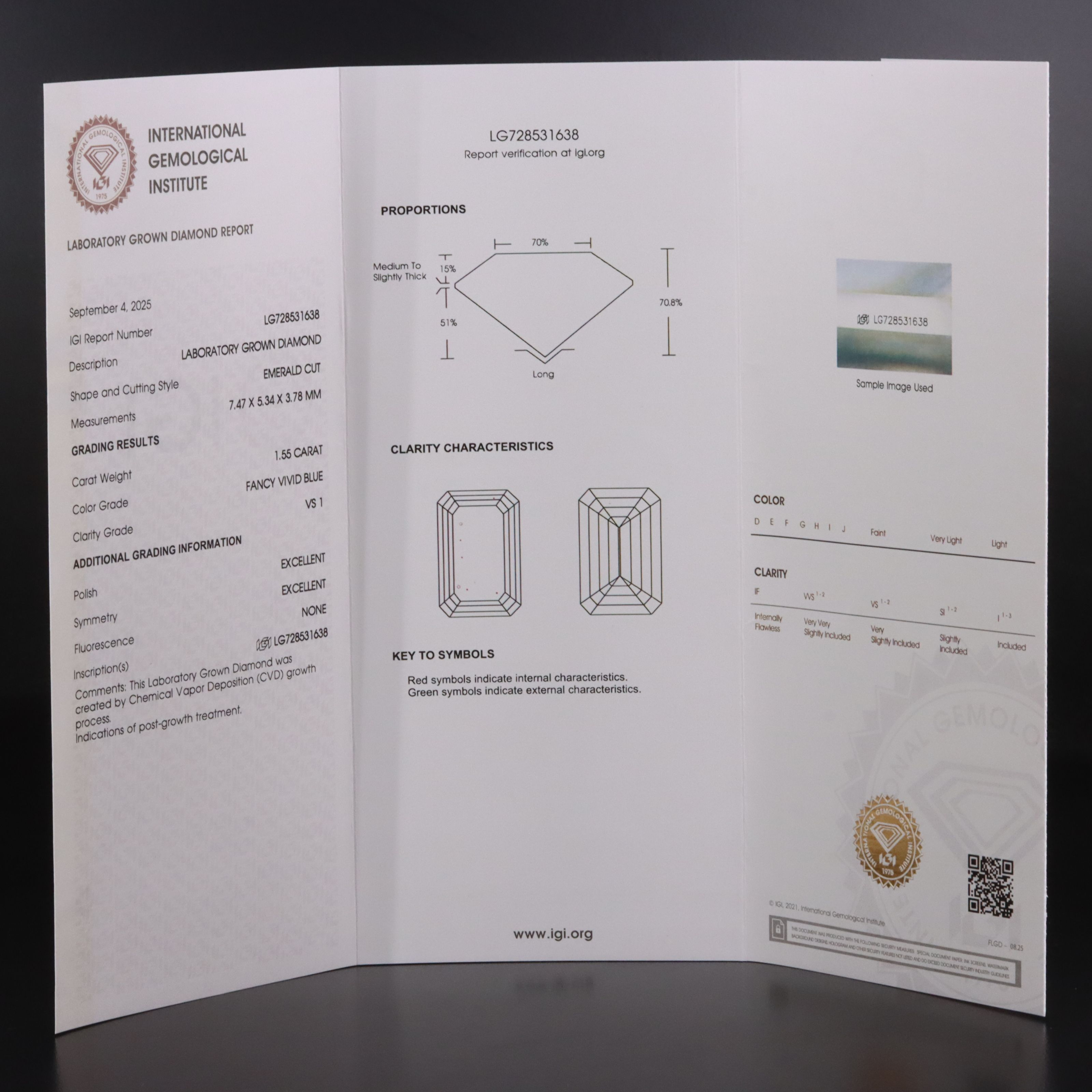 Loose 1.55 CT Lab Grown Fancy Diamond with IGI Report