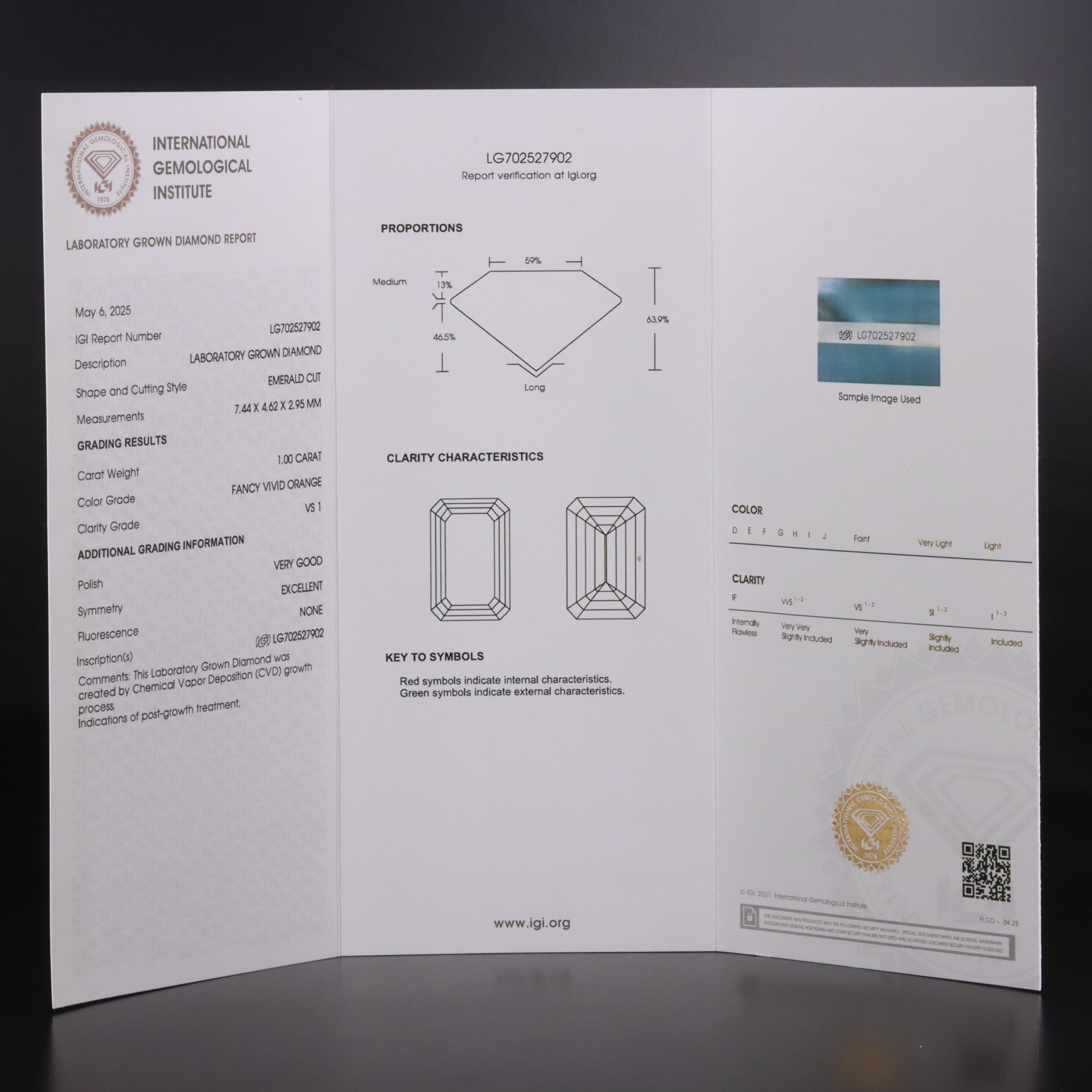 Loose 1.00 CT Lab Grown Fancy Diamond with IGI Report