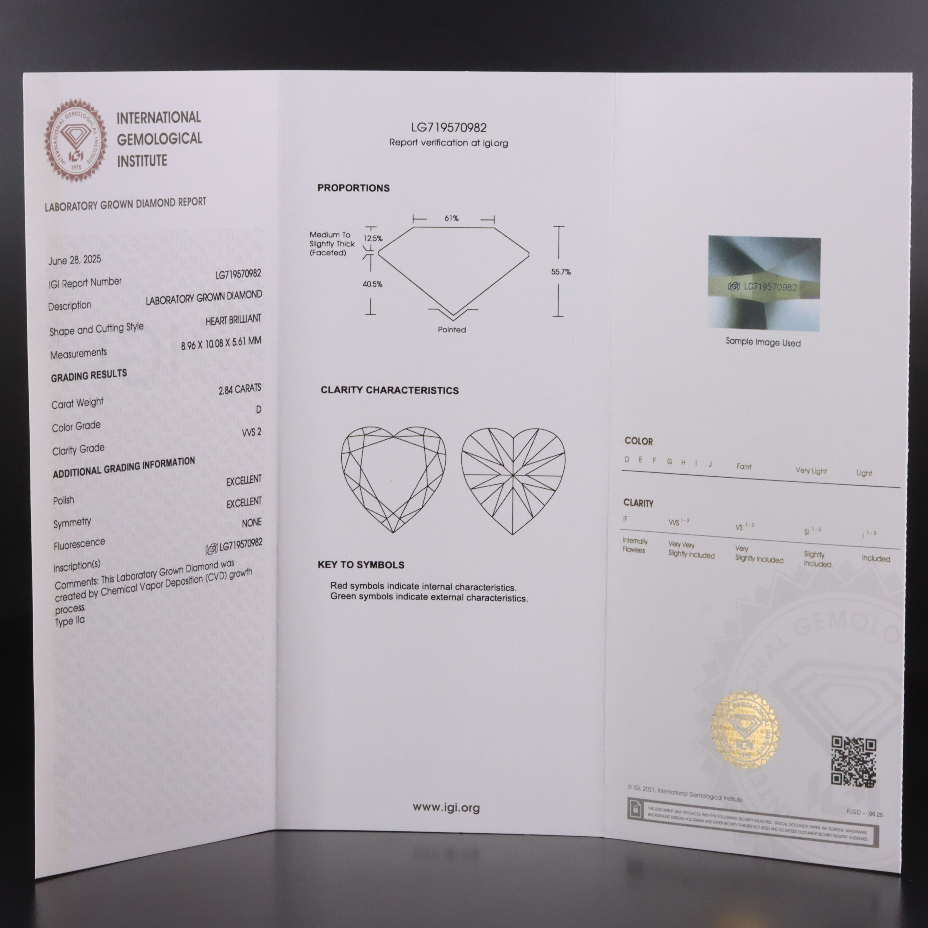 Loose 2.84 CT Lab Grown Diamond with IGI Report