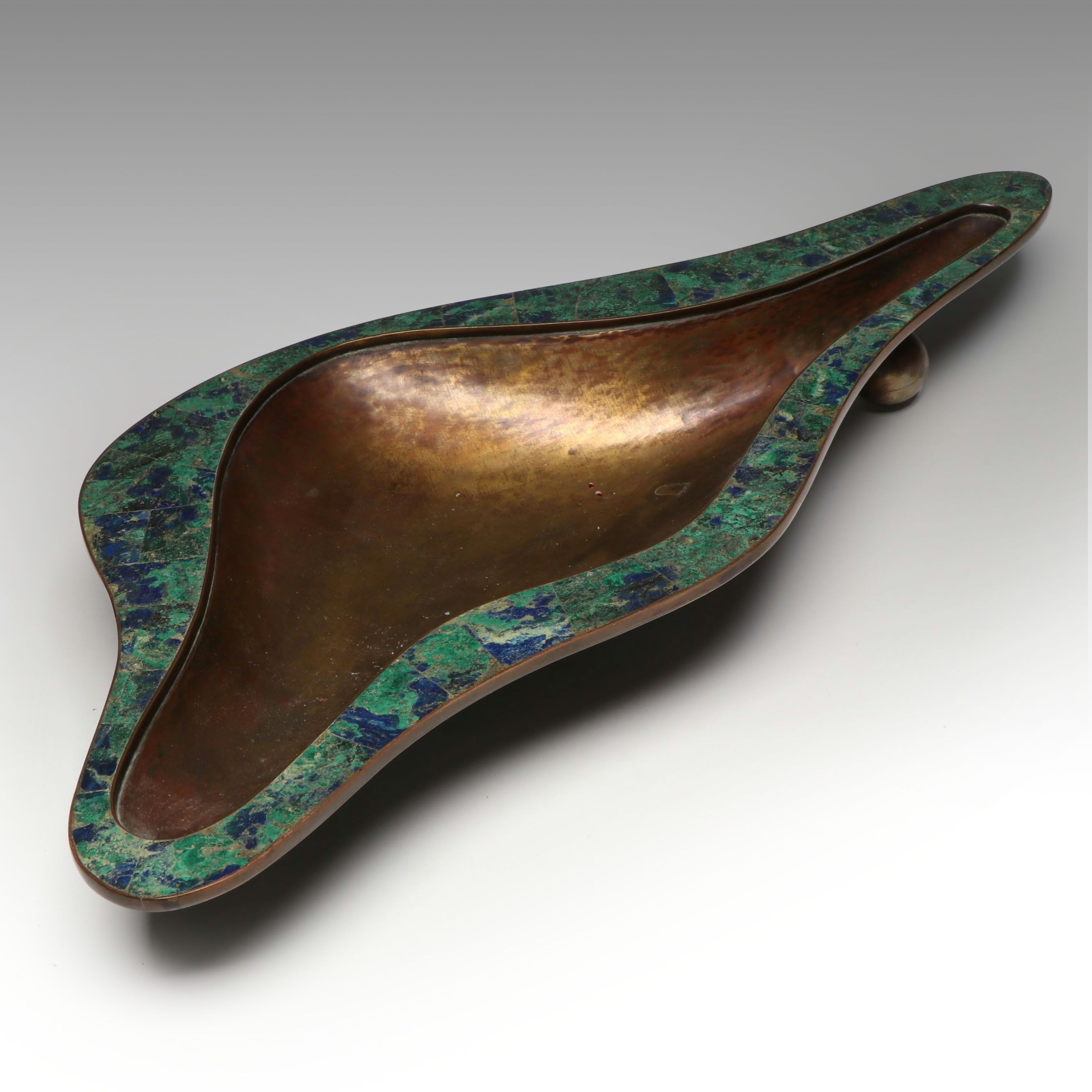 Mid Century Modern Mexican Los Castillo Married Metal Footed Bowl