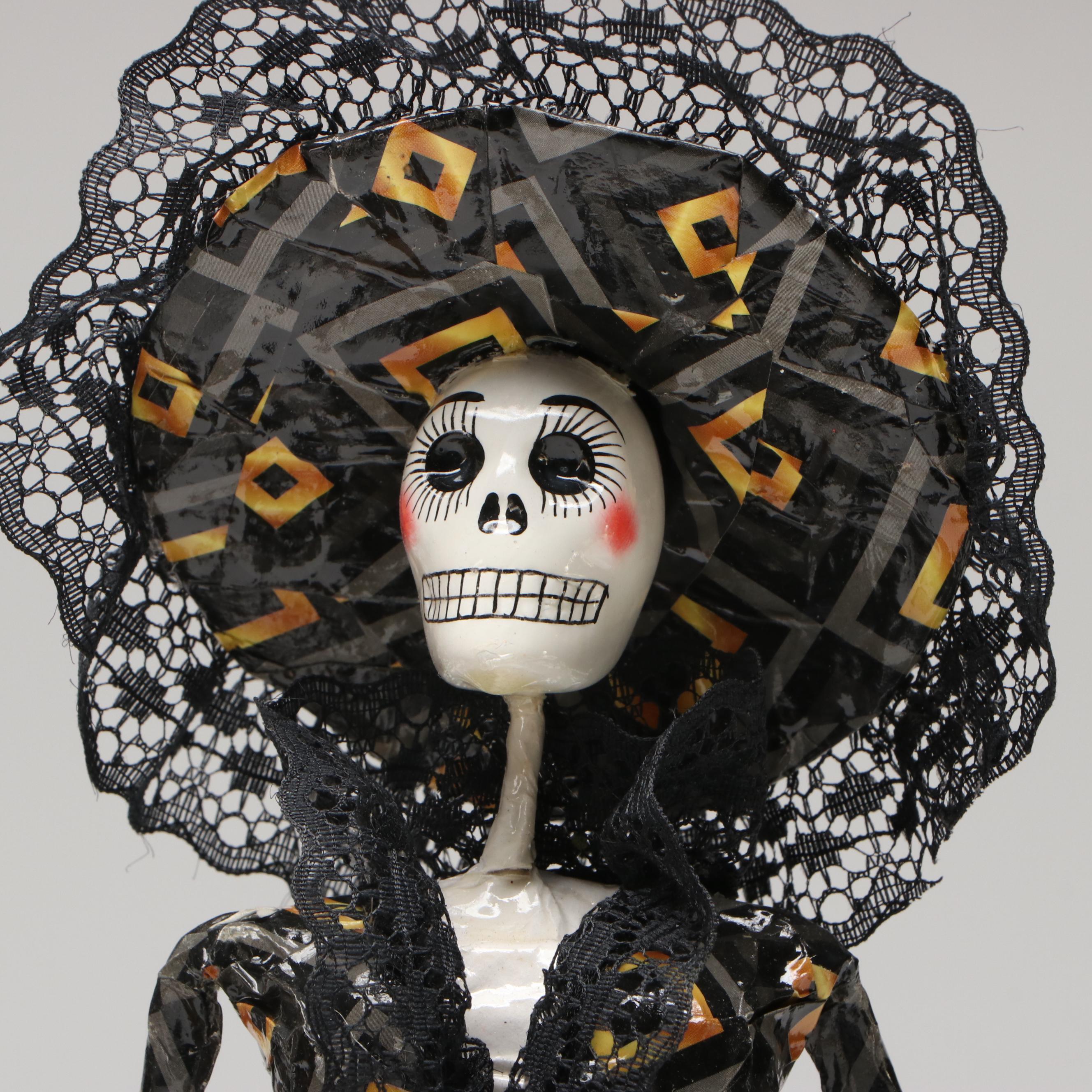Mexican Folk Art Style La Calavera Catrina Figurines