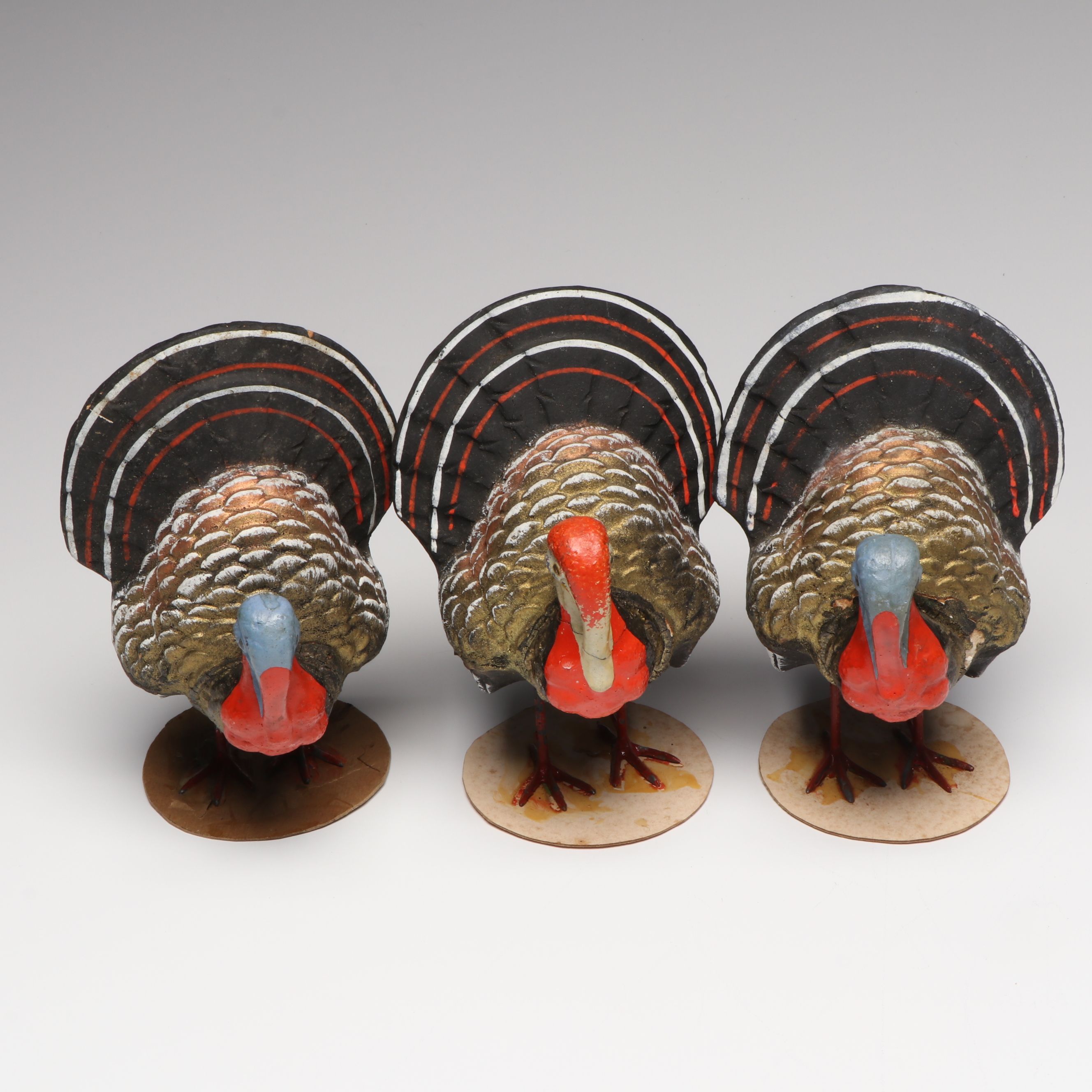 German and Other Papier-Mâché Turkey Figurines and Candy Containers, Mid-20th C.