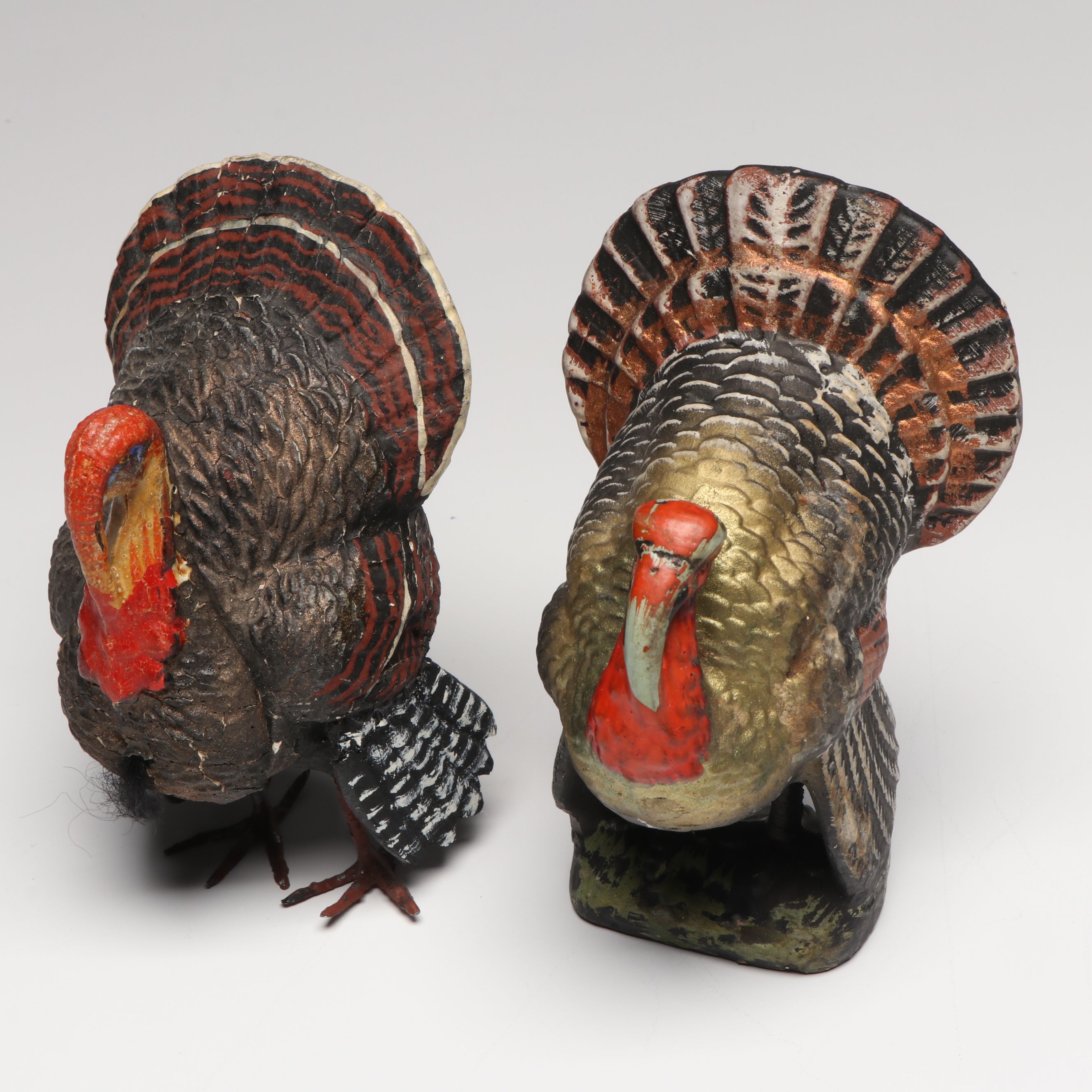 German and Other Papier-Mâché Turkey Figurines and Candy Containers, Mid-20th C.