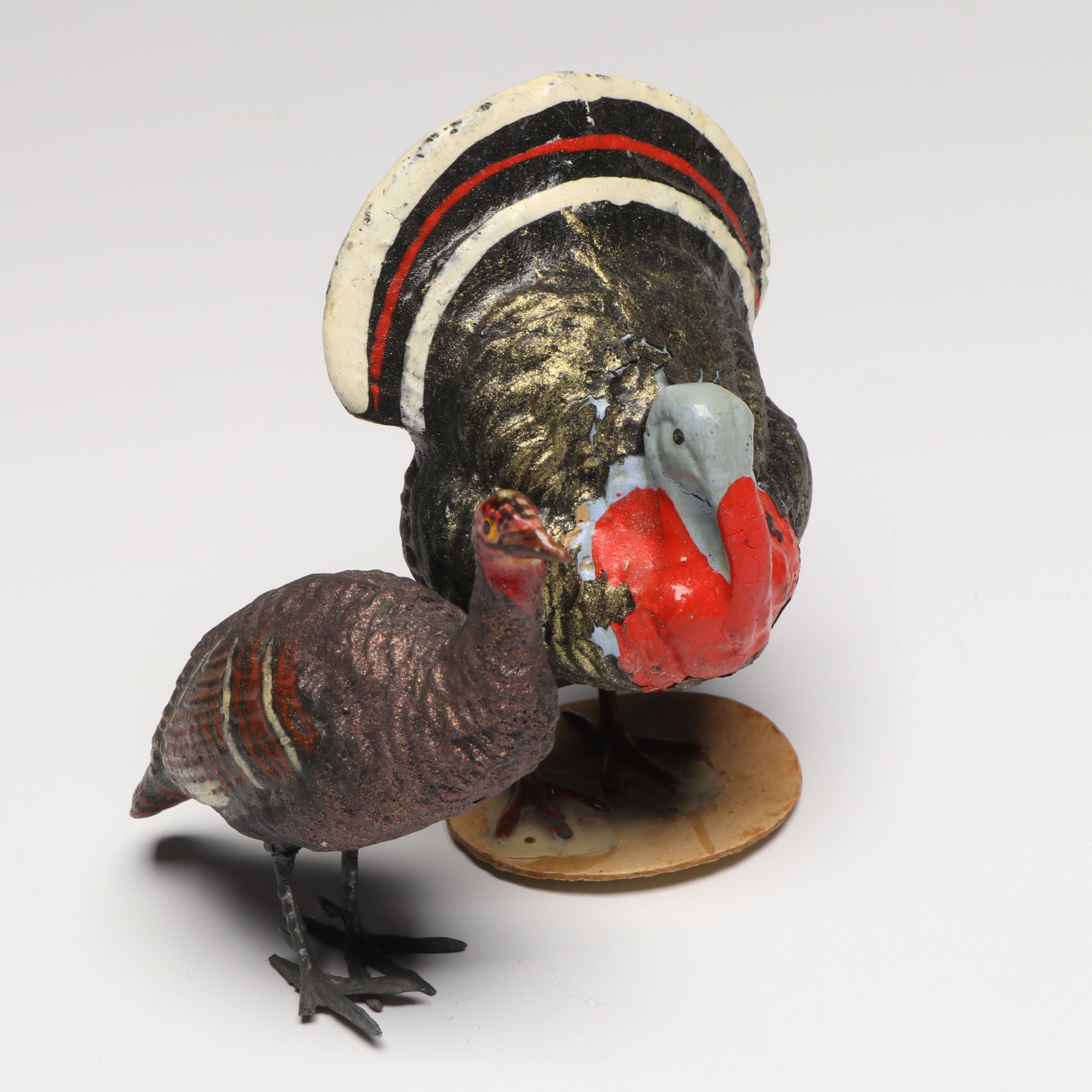 German and Other Papier-Mâché Turkey Figurines and Candy Containers, Mid-20th C.