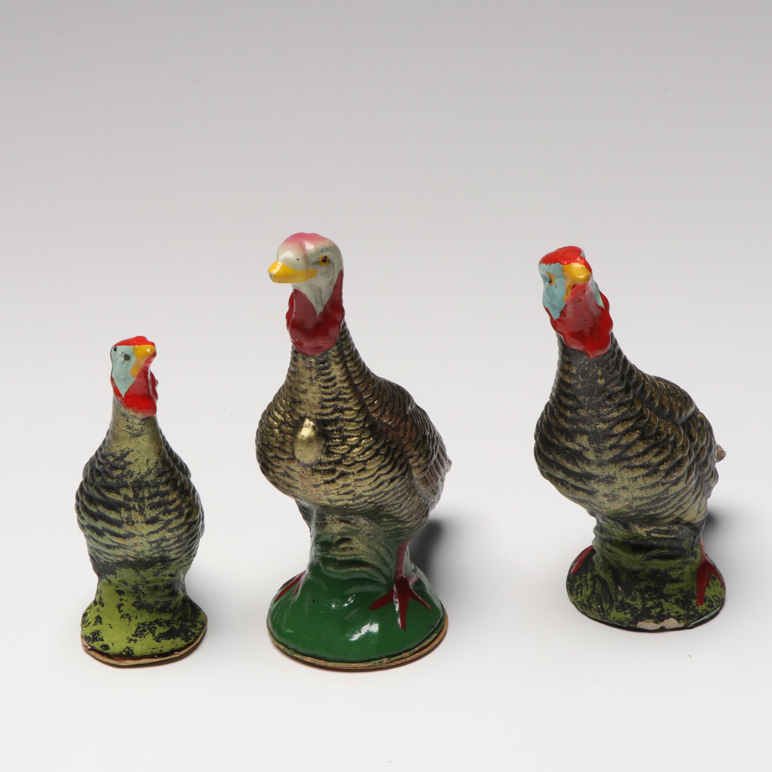 German and Other Papier-Mâché Turkey Figurines and Candy Containers, Mid-20th C.