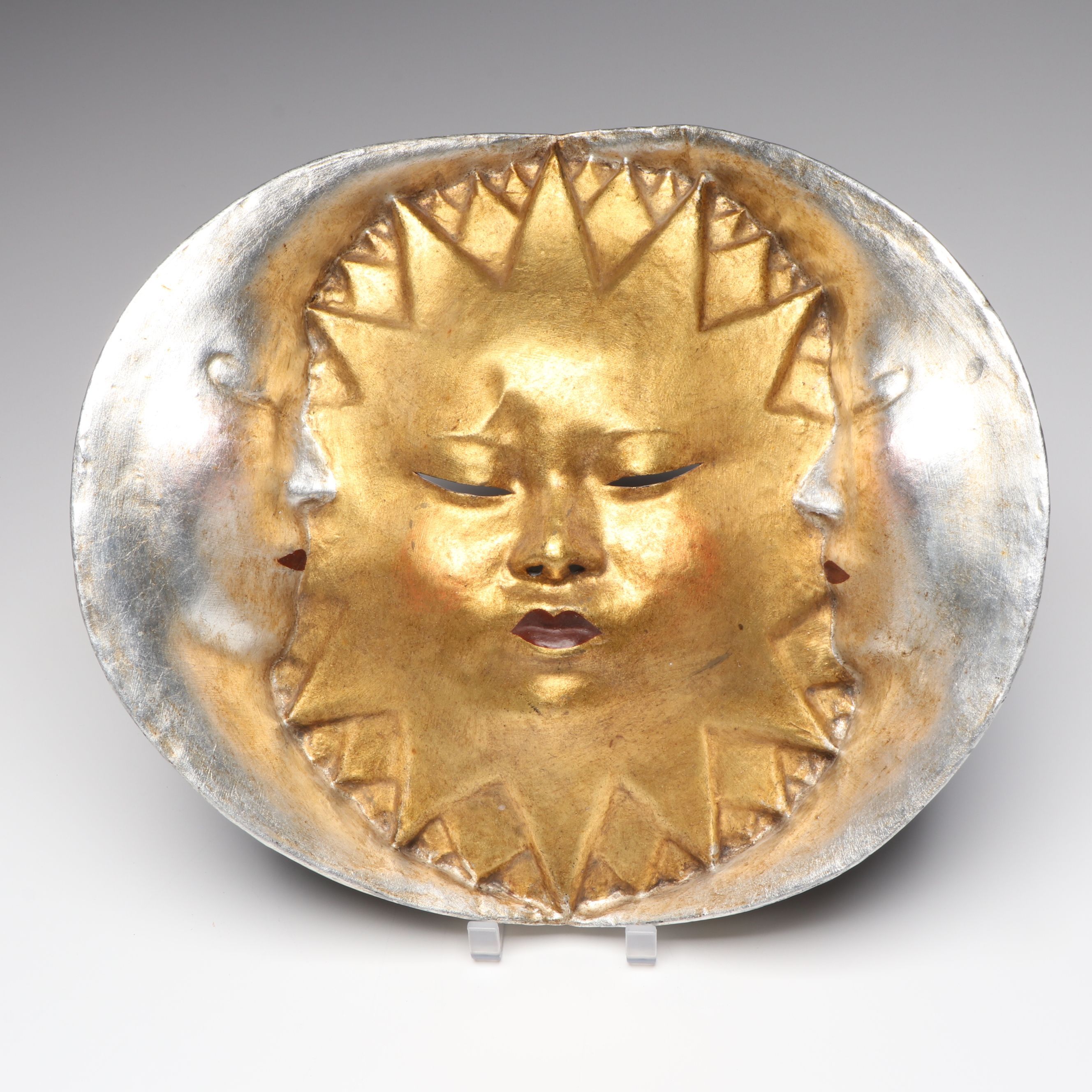 Italian Alice Sun in Moon Papier-Mâché Mask, 1990