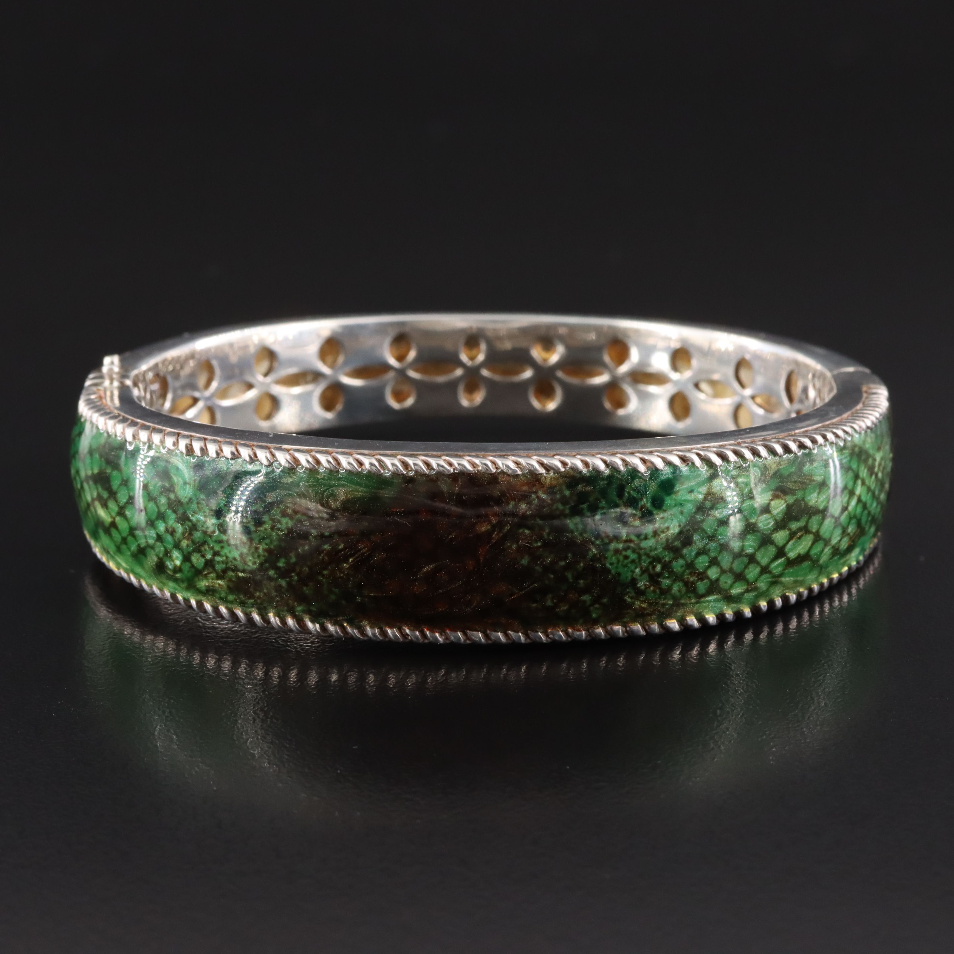 Sterling Enamel Snakeskin Pattern Bracelet