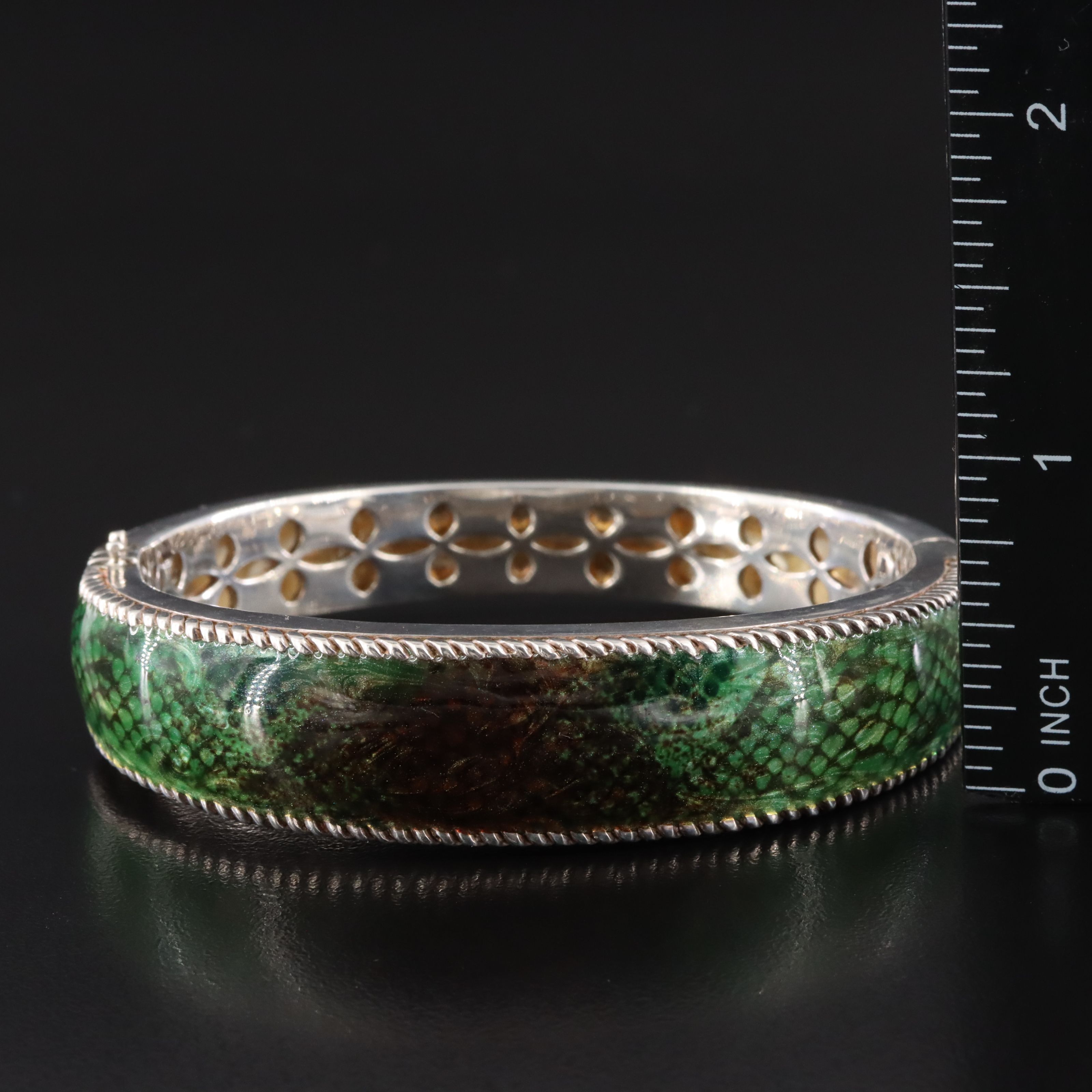 Sterling Enamel Snakeskin Pattern Bracelet