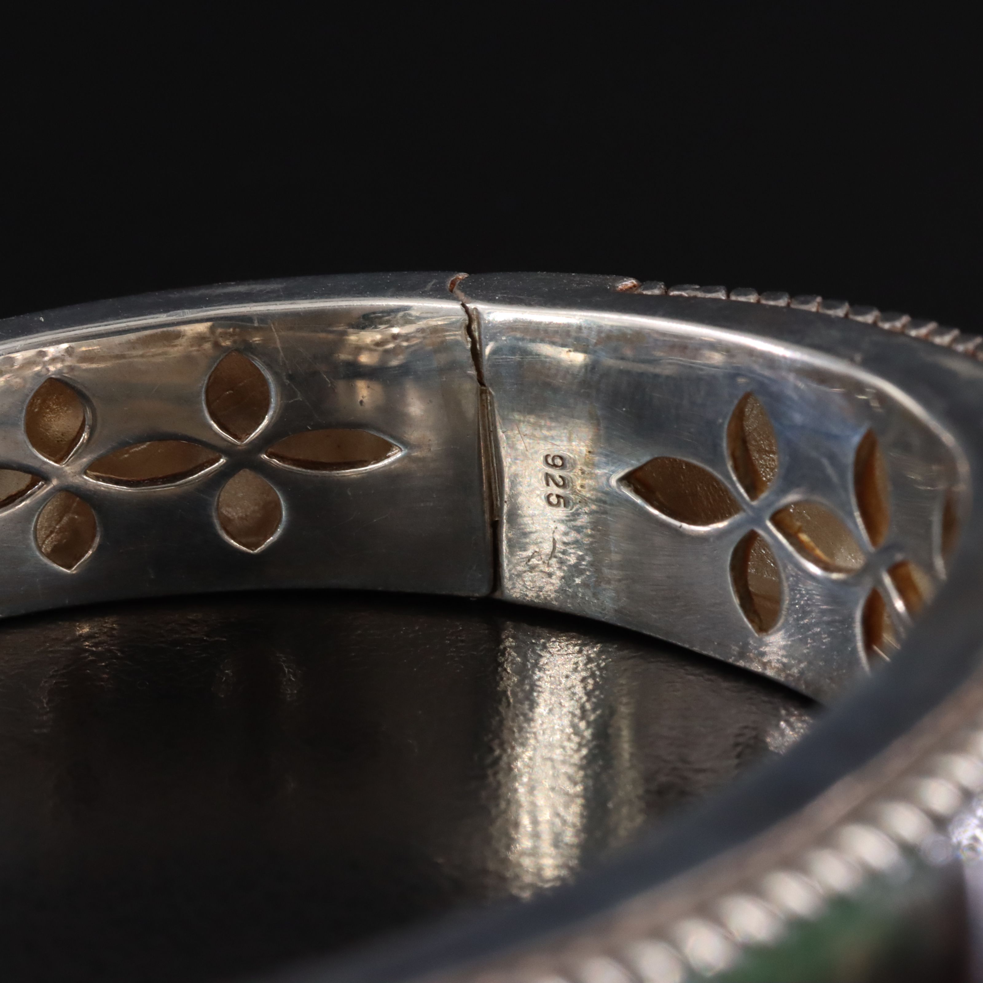 Sterling Enamel Snakeskin Pattern Bracelet